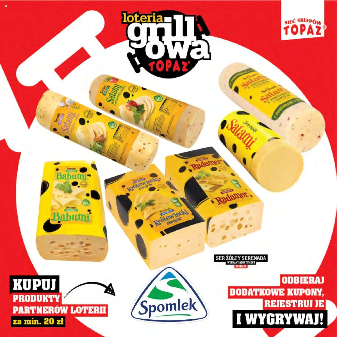 Topaz Gazetka - Katalog produktów Loteria Grillowa od 25.04.2025 | Strona: 13 | Produkty: Ser żółty, Bazylia, Ser, Salami