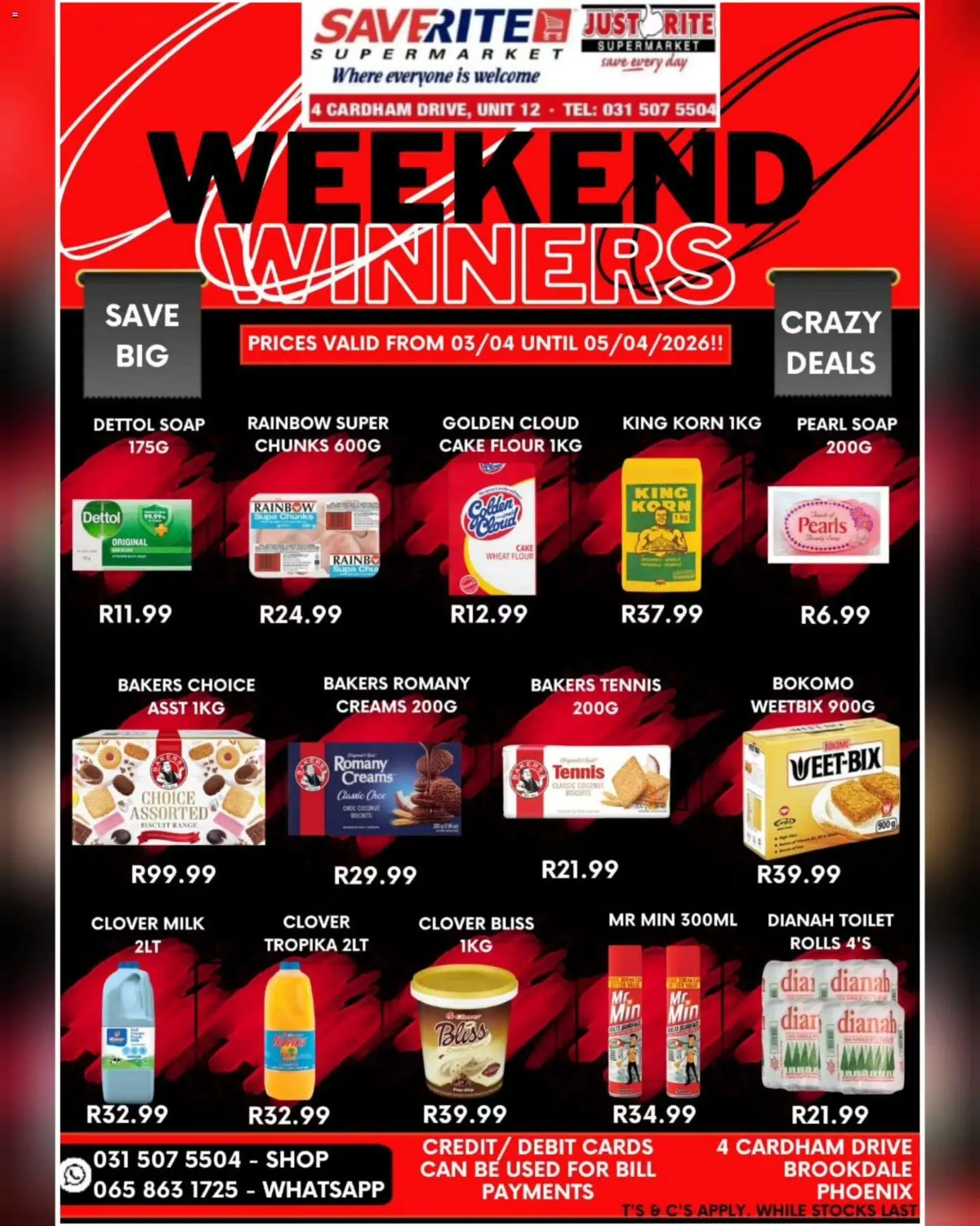 New Saverite catalogue – valid from 03.04.2026 | Page: 1 | Products: Toilet, Milk, Biscuits, Soap