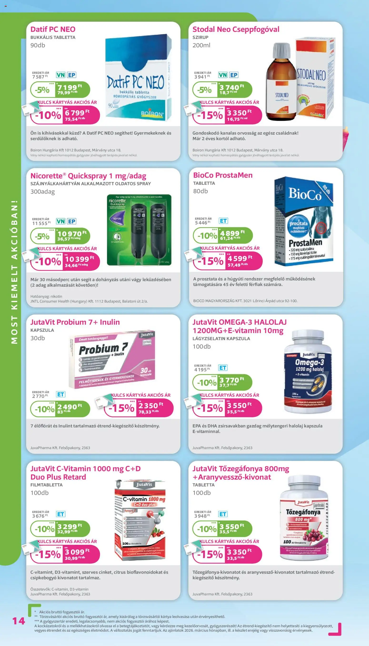 Kulcs Patika akciós ujság - amely érvényes a következő dátumtól: 01.03.2026 | Oldal: 14 | Termékek: PC