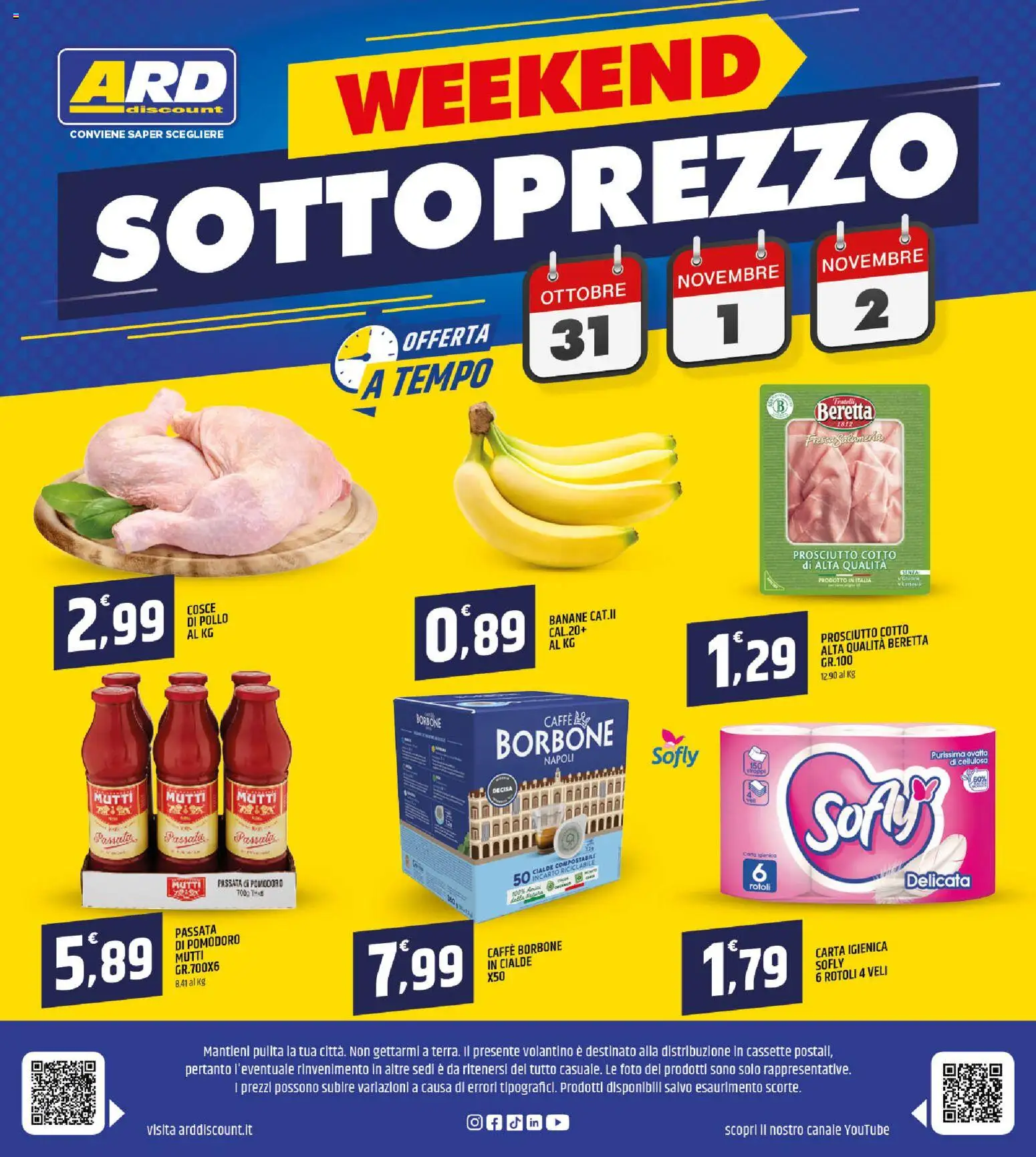 Volantino ARD Discount del 23.10.2025 | Pagina: 20 | Prodotti: Carta igienica, Prosciutto, Passata di pomodoro, Mutti passata