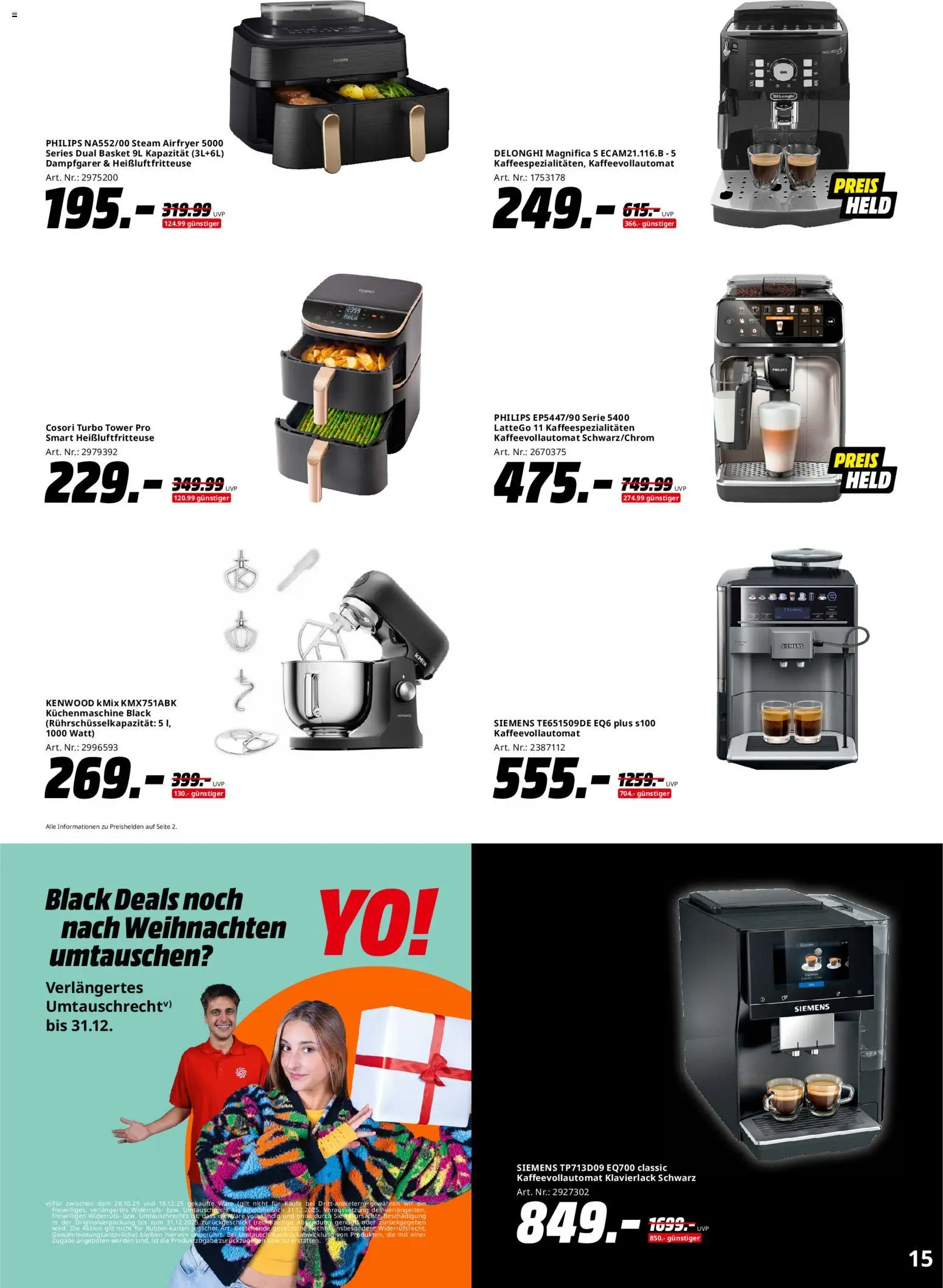 Media Markt - Black Friday  – gültig ab 28.10.2025 | Seite: 15 | Produkte: Philips, Siemens, Kaffeevollautomat, Heißluftfritteuse