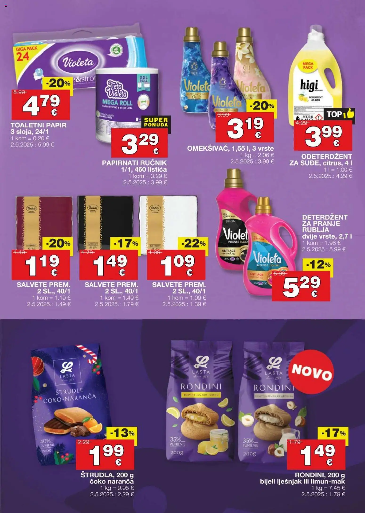Stanić Diskont katalog | vrijedi od 11.12.2025 | Stranica: 19 | Proizvodi: Salvete, Toaletni papir, Violeta, Štrudle