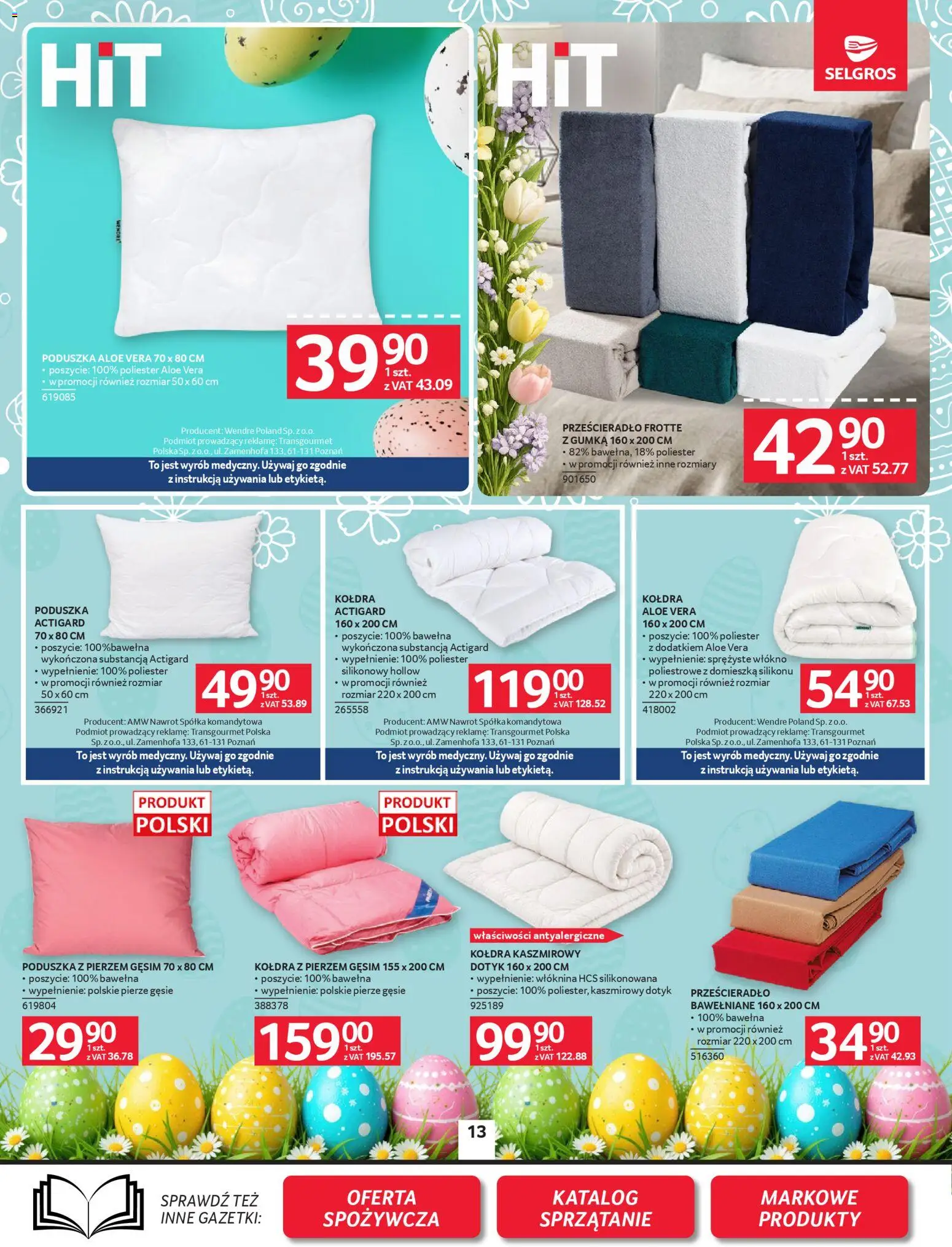 Selgros cash&carry gazetka - Oferta przemysłowa od 26.03.2026 | Strona: 15 | Produkty: Poduszka, Kołdra