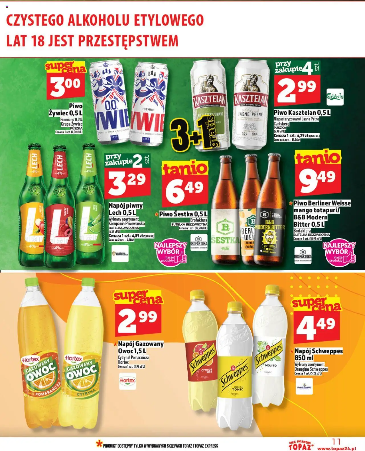 Topaz Gazetka od 14.08.2025 | Strona: 11 | Produkty: Cytryna, Mango, Piwo