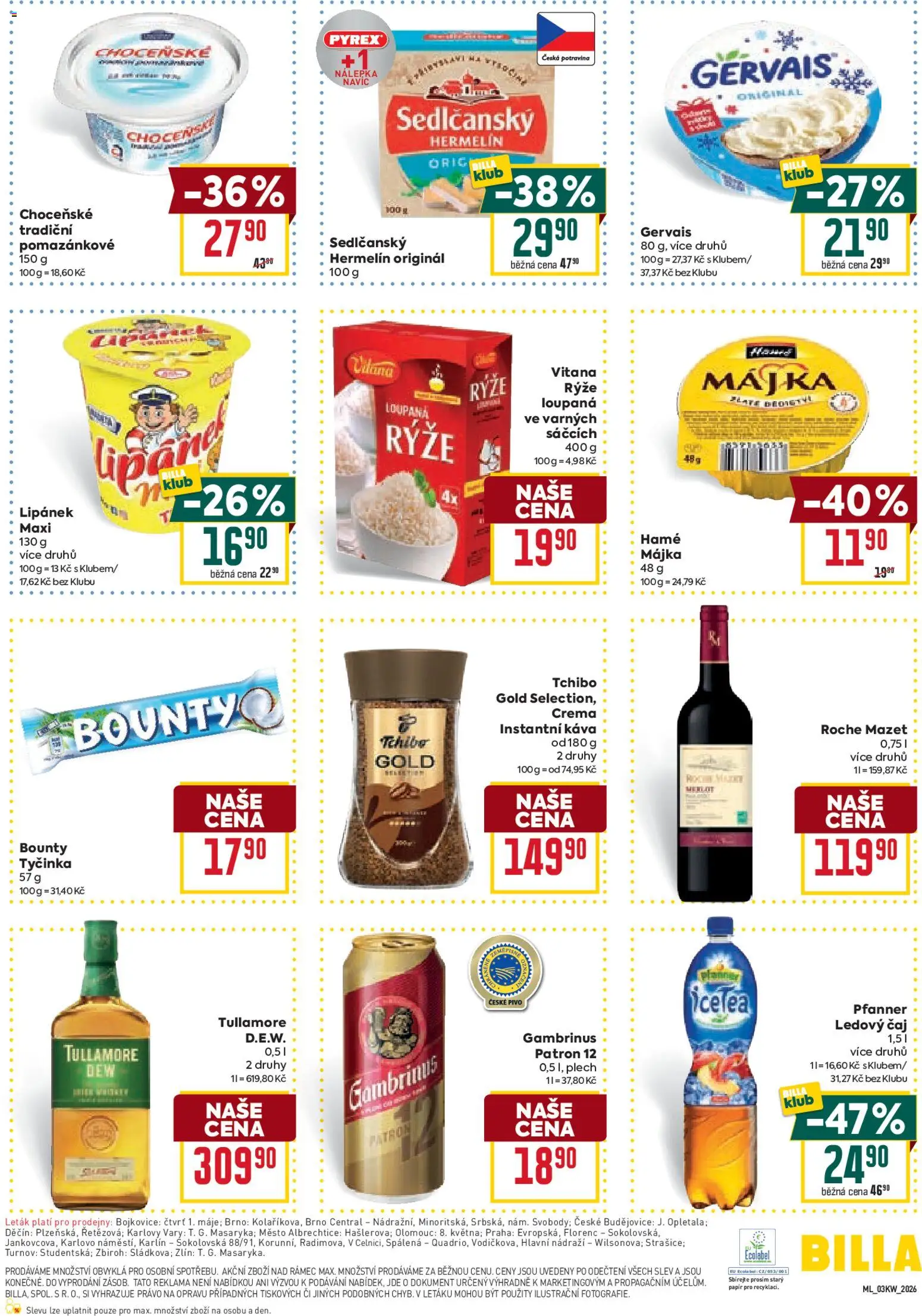 Billa Malý leták od 14.01.2026 | Strana: 3 | Produkty: Pivo, Čaj, Tchibo Gold, Ledový čaj
