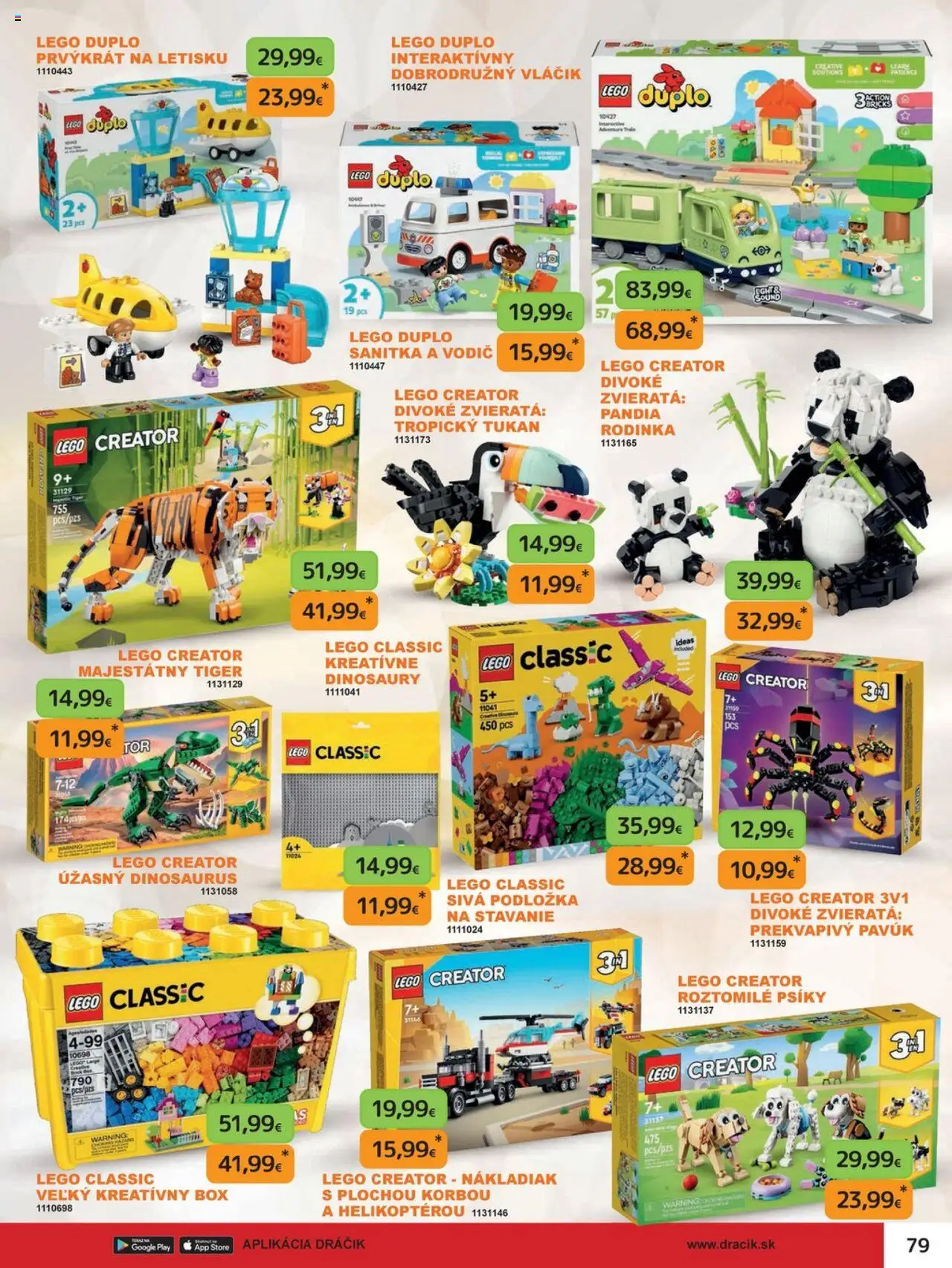 Nové Dráčik akcie – leták je platný od 03.10.2025 | Strana: 79 | Produkty: LEGO, LEGO DUPLO