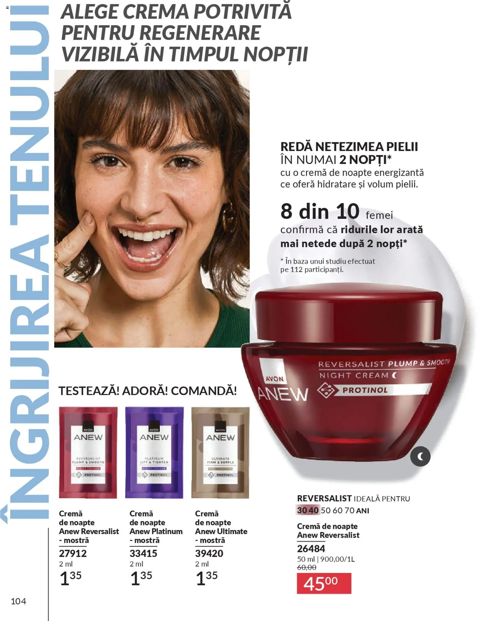 Noul catalog Avon – valabil de la 01.04.2026 | Pagină: 106 | Produse: Cremă de noapte, Cremă