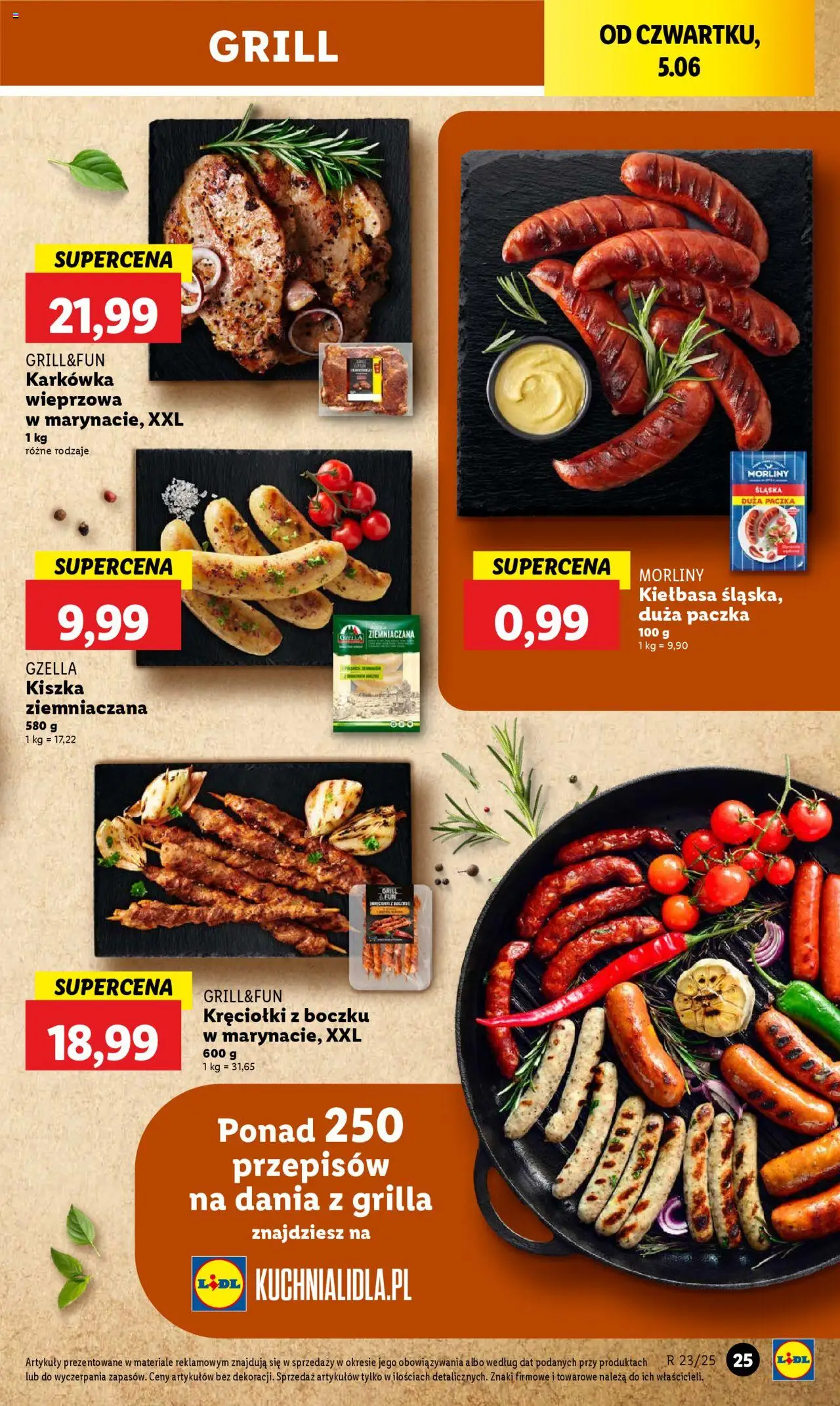 Lidl Gazetka od 05.06.2025 | Strona: 29 | Produkty: Kiełbasa, Karkówka wieprzowa, Kiszka ziemniaczana, Grill