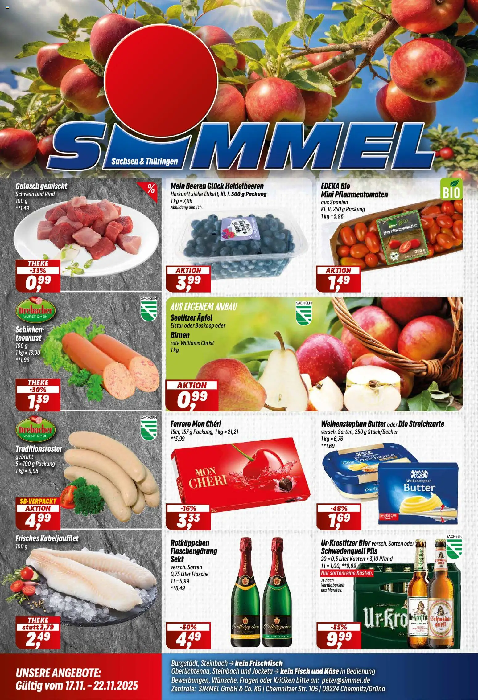 Simmel Prospekt 	 – gültig ab 17.11.2025 | Seite: 1 | Produkte: Theke, Bier, Gulasch, Schinken