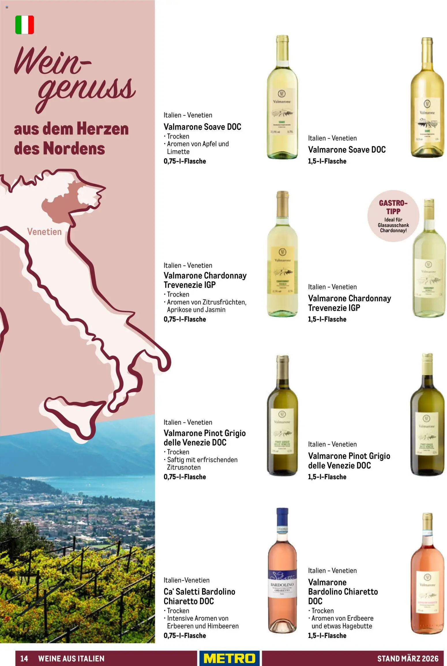 Metro Hauswein-Katalog – gültig ab 03.03.2026 | Seite: 14 | Produkte: Himbeeren, Äpfel, Limette, Wein