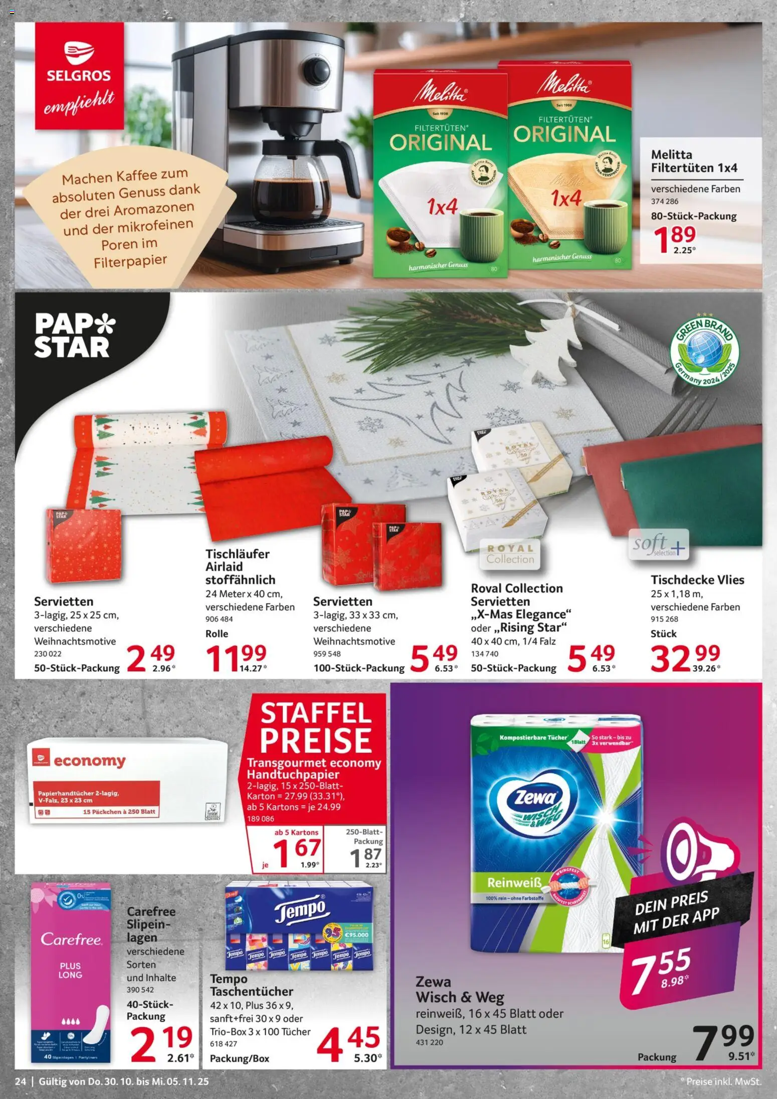 Selgros Prospekt 	 – gültig ab 30.10.2025 | Seite: 24 | Produkte: Melitta, Kaffee, Zewa, Tempo