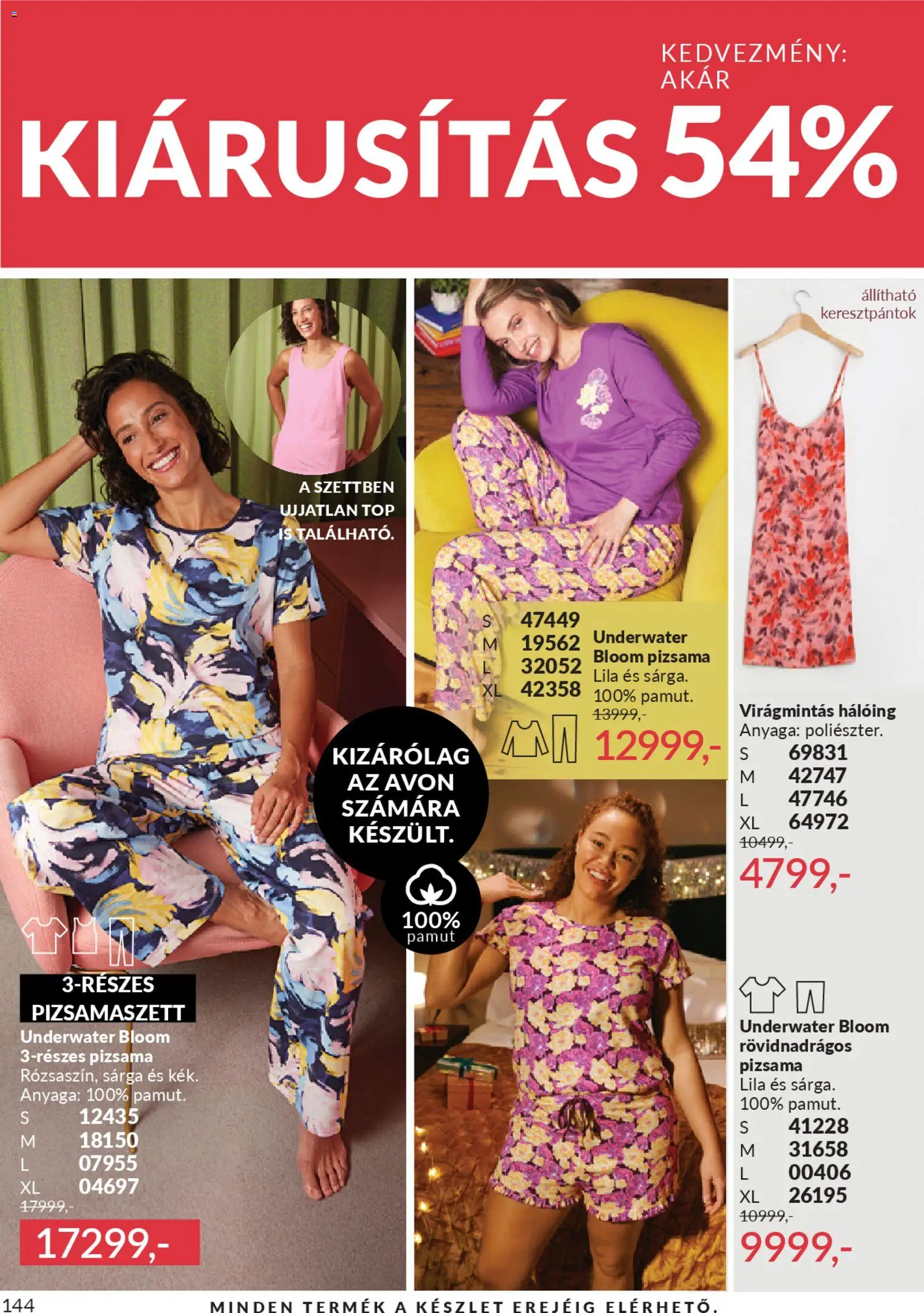 Avon akciós ujság - amely érvényes a következő dátumtól: 01.01.2026 | Oldal: 148 | Termékek: Hálóing, Pizsama