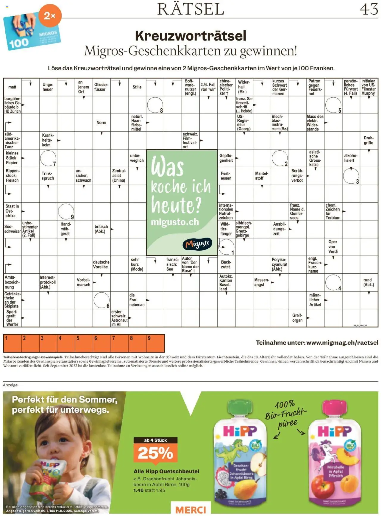 Migros - Magazin ab 28.07.2025 | Seite: 43 | Produkte: Theke, Äpfel, Birne, Pfirsich