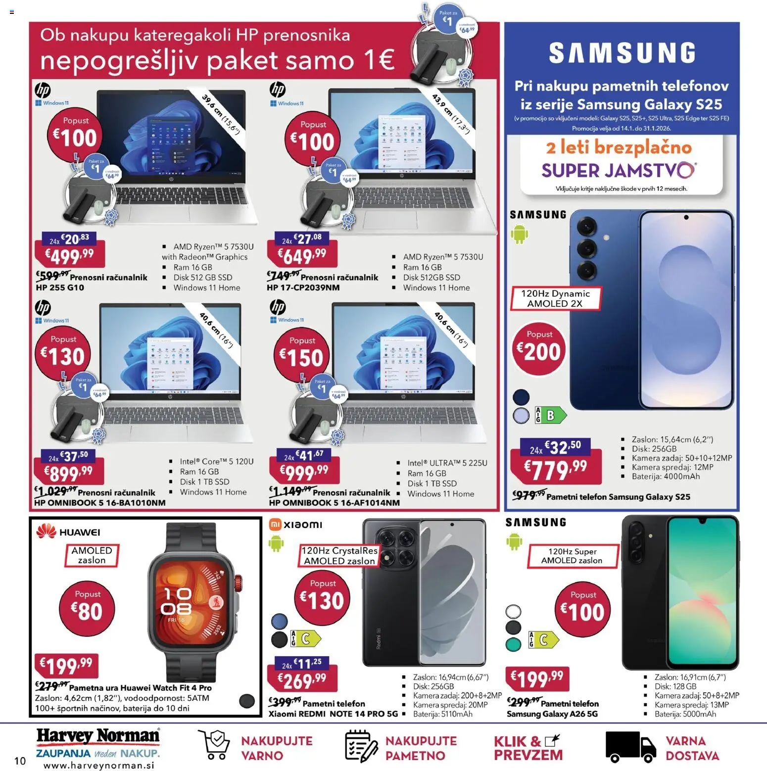 Novi Harvey Norman katalog ponudbe – veljaven od 14.01.2026 | Stran: 10 | Izdelki: Ura, Prenosni racunalnik, Kamera, Disk