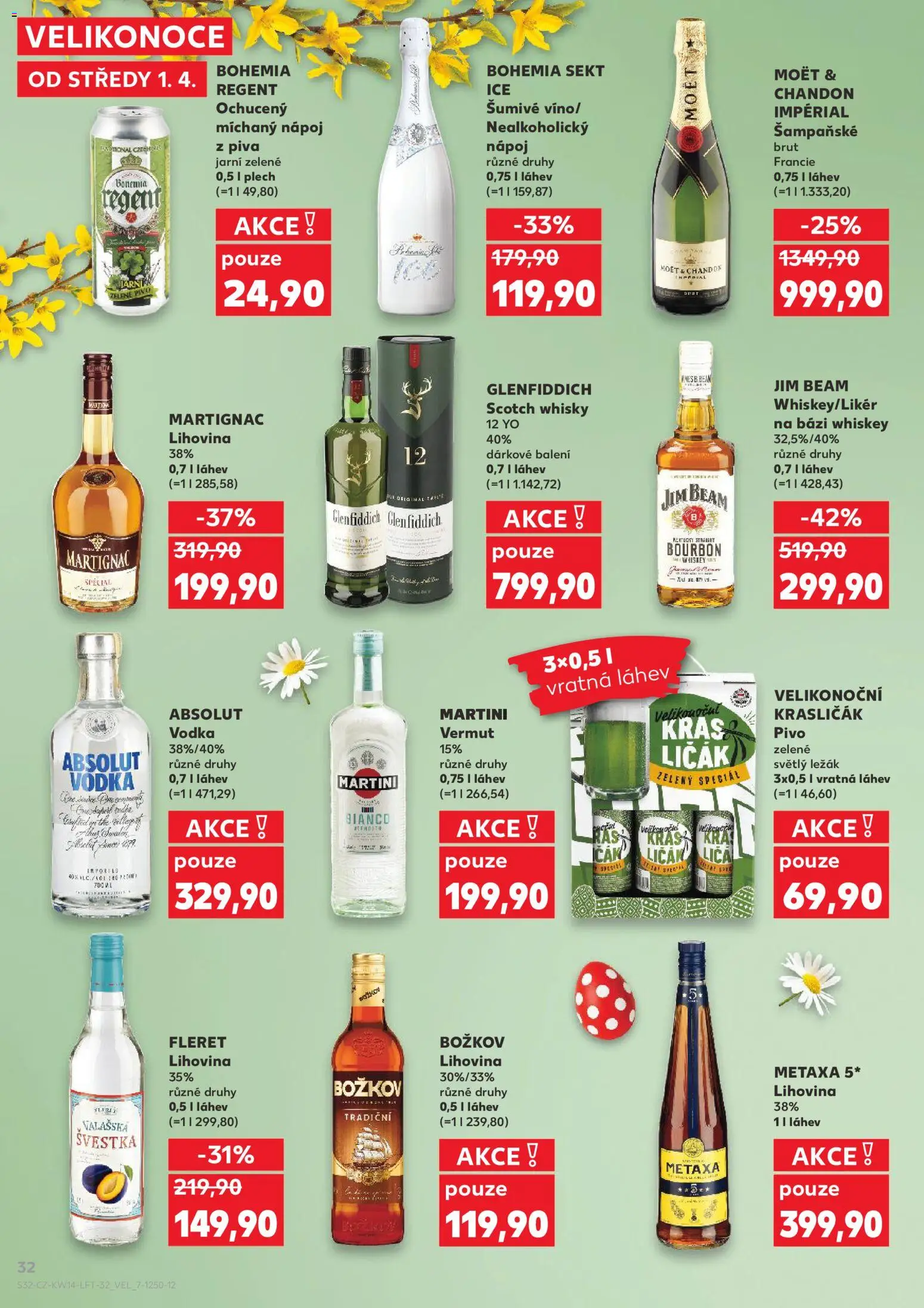 Kaufland leták - Liberec od 01.04.2026 | Strana: 32 | Produkty: Whisky, Božkov, Moët & Chandon, Absolut vodka