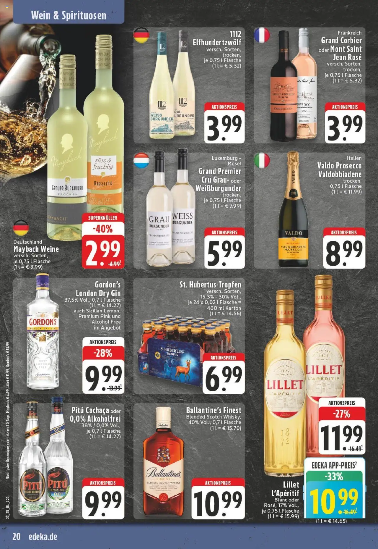 Edeka prospekt Mönchengladbach	 - gültig ab dem 29.06.2025 | Seite: 20 | Produkte: Whisky, Lillet, Wein, Gin