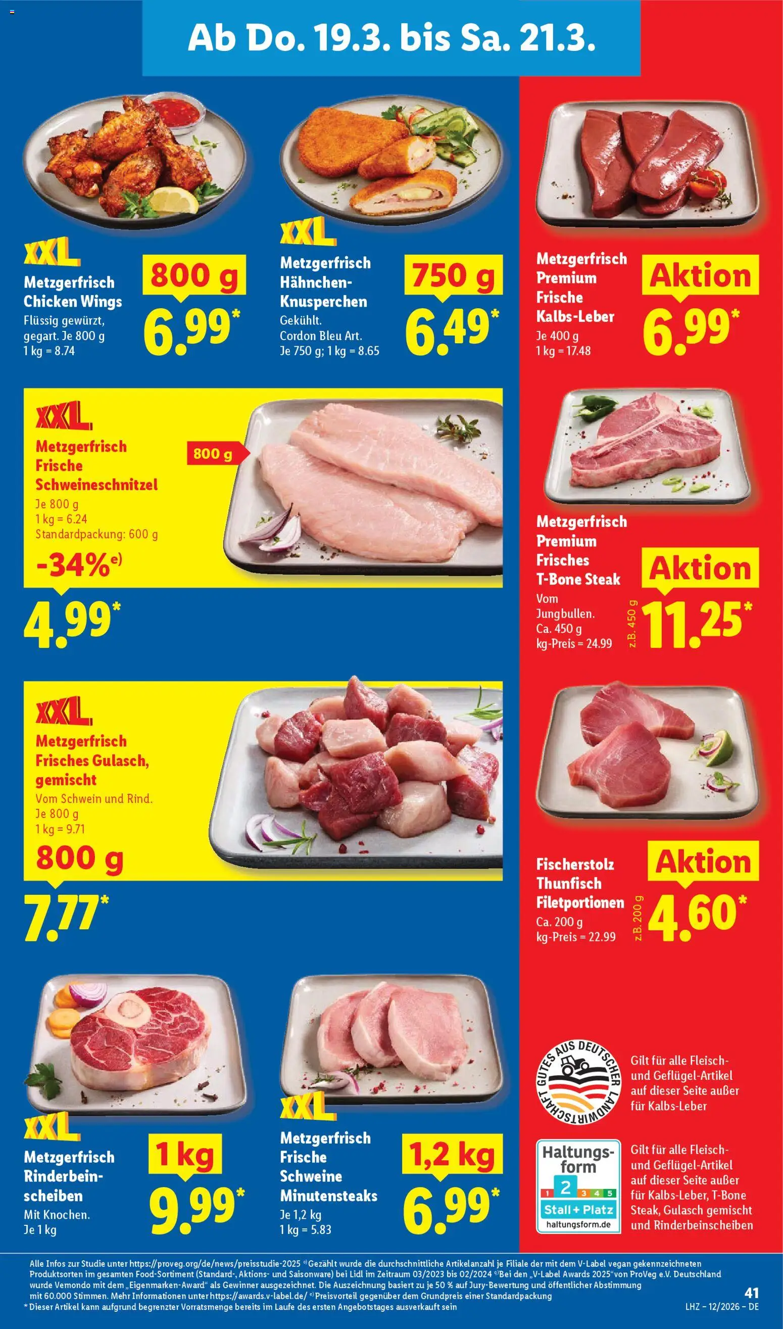 Lidl Prospekt Rahden – gültig ab 16.03.2026 | Seite: 63 | Produkte: Hahnchen, Kalbsleber, Steak, Fleisch