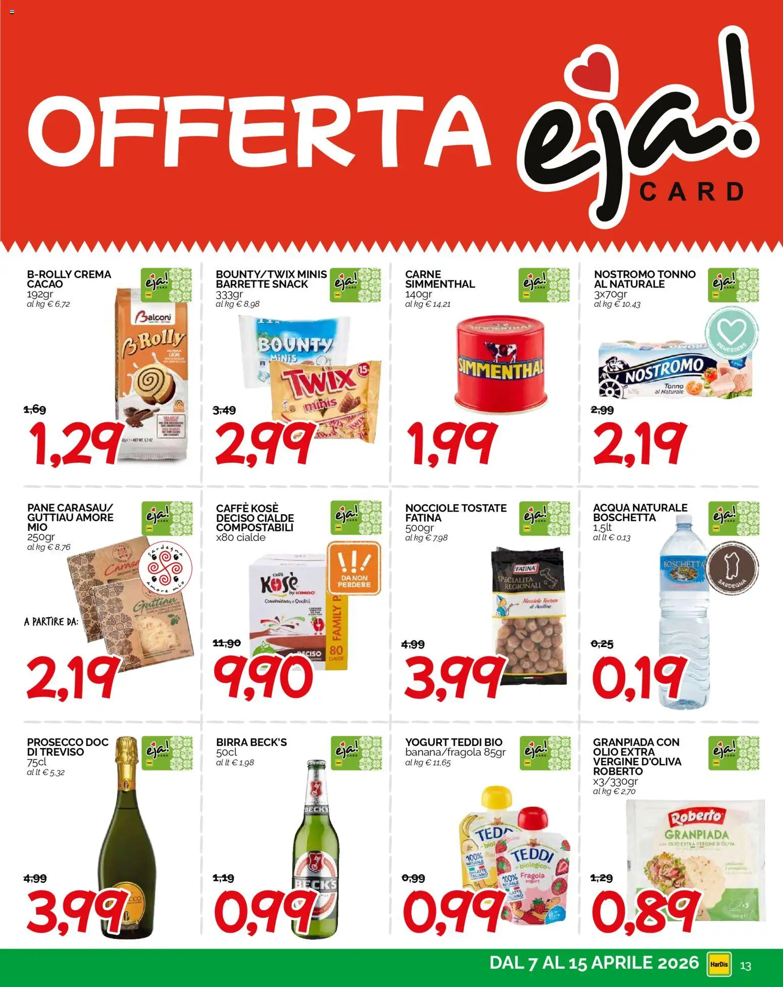 Volantino HarDis del 07.04.2026 | Pagina: 13 | Prodotti: Crema, Caffè, Nocciole, Acqua naturale