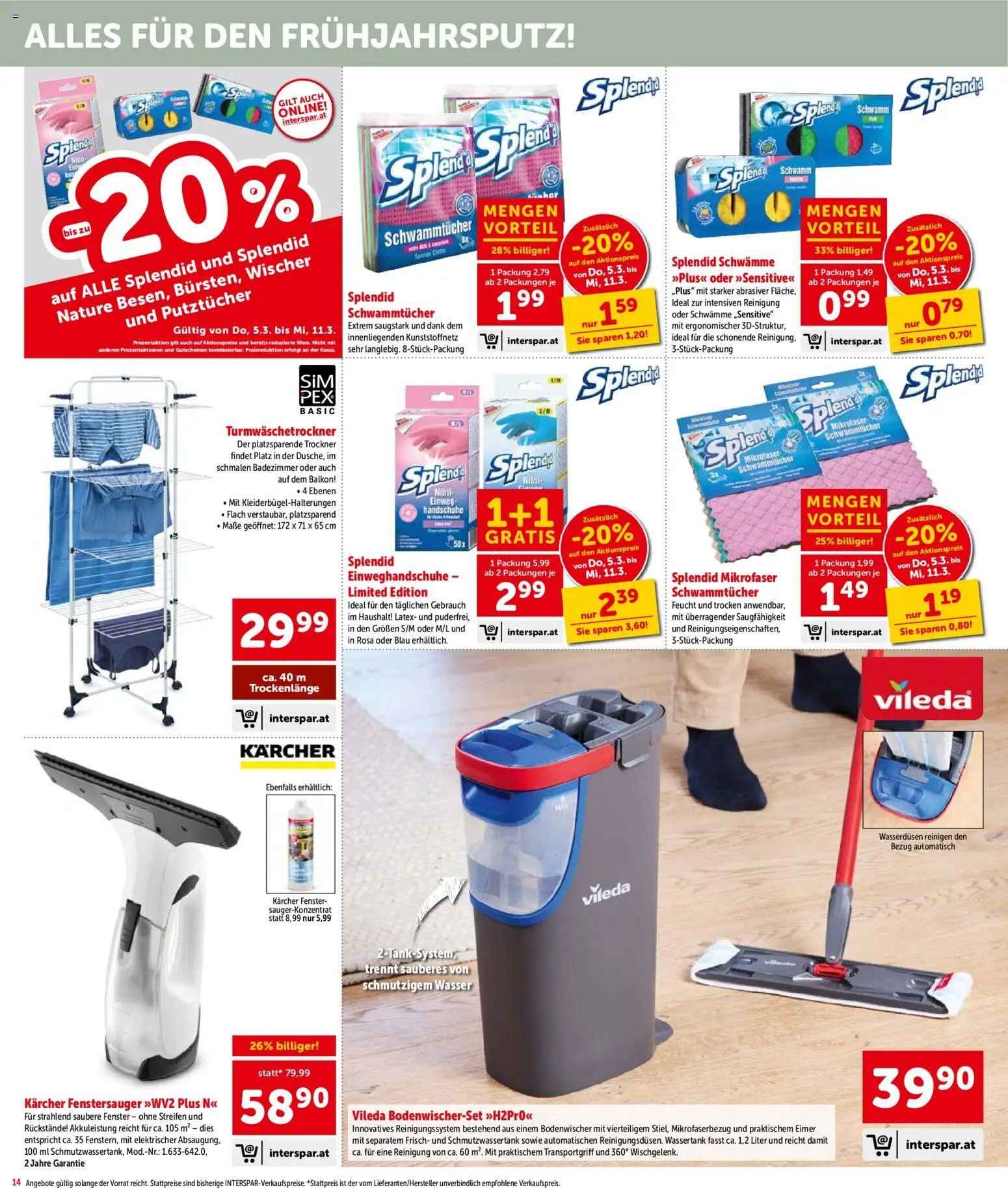 Interspar Flugblatt - Steiermark gültig ab 05.03.2026 | Seite: 14 | Produkte: Wasser, Handschuhe, Trockner