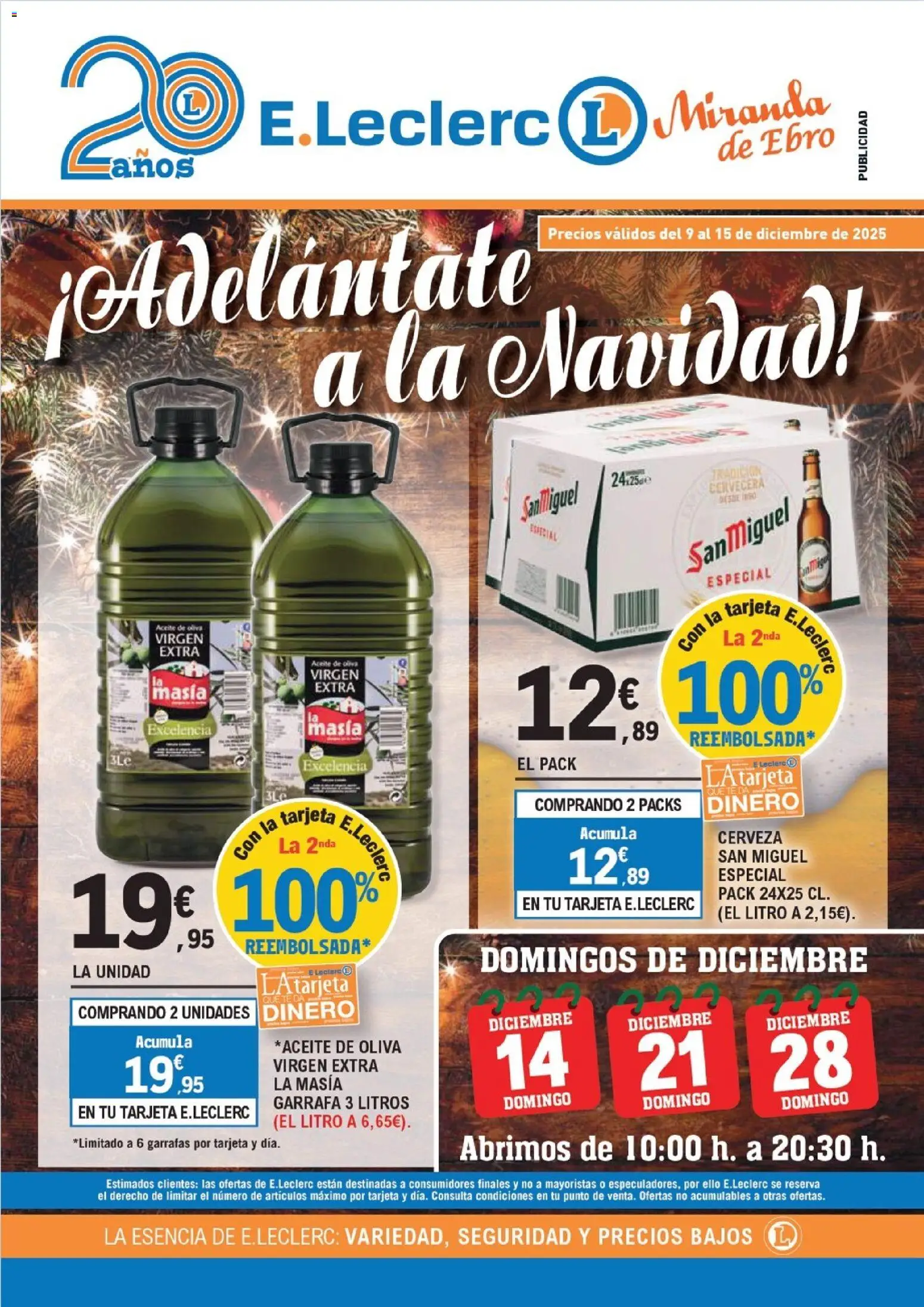E.Leclerc folleto │ válido desde el 09.12.2025 | Página: 1 | Productos: Aceite, Cerveza, Pasta, Aceite de oliva