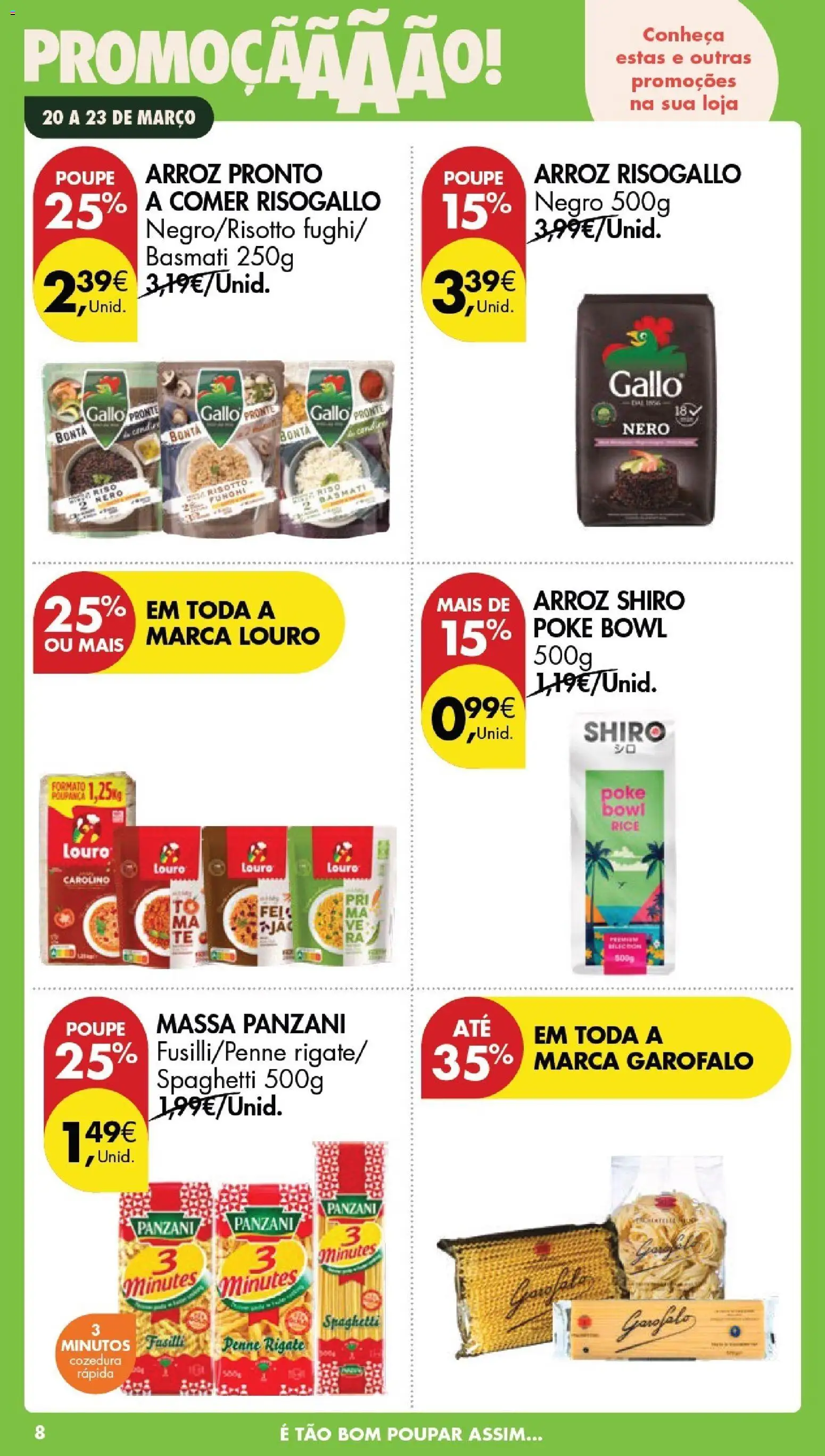 Pingo Doce Poupe este Fim de Semana │ válido de 20.03.2026 | Página: 8 | Produtos: Louro, Arroz, Massa