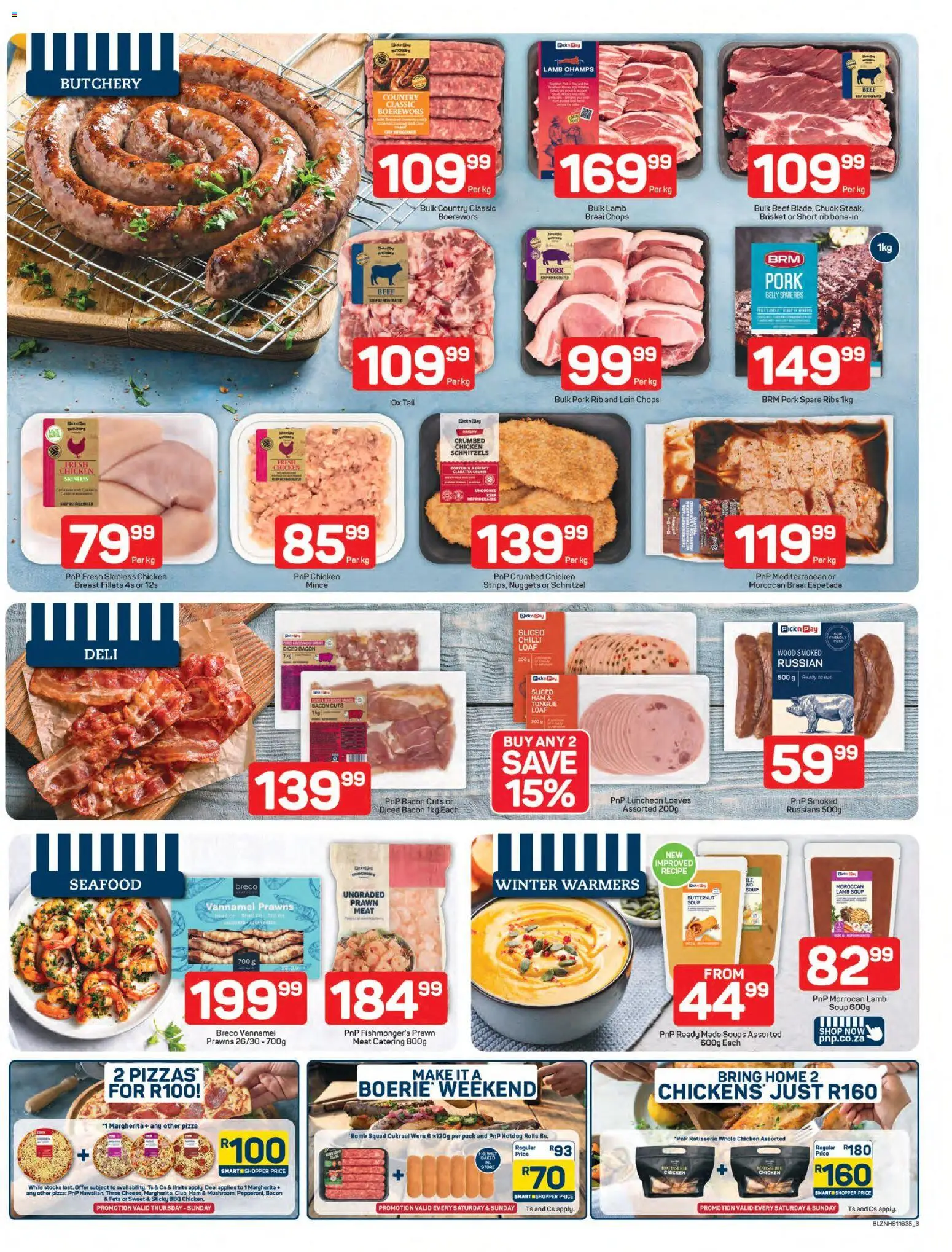 New Pick n Pay catalogue – valid from 27.04.2026 | Page: 3 | Products: Boerewors, Pizza, Pork, Chilli
