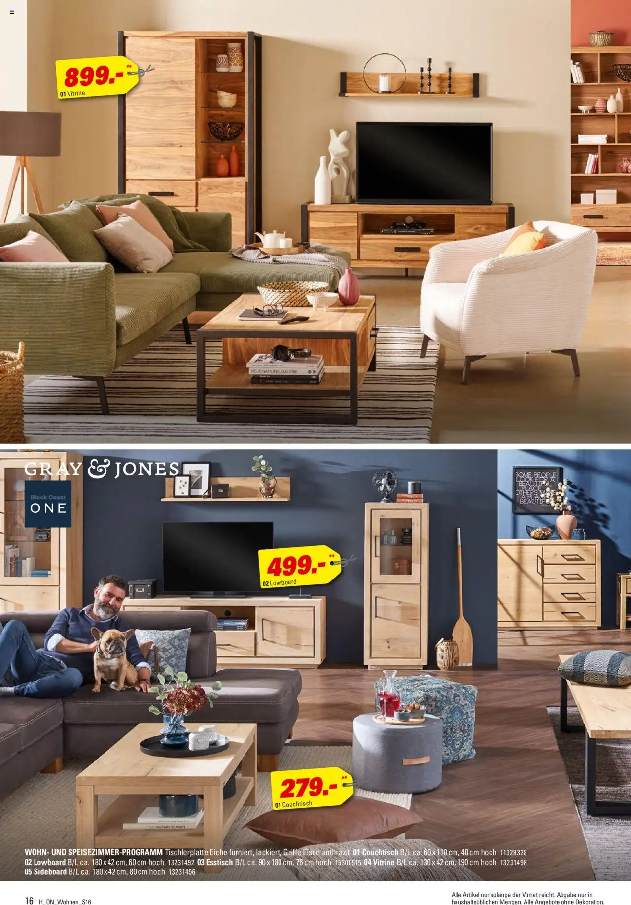 Höffner - Wohnen Spezial - gültig ab dem 13.08.2025 | Seite: 16 | Produkte: Sideboard, Lowboard, Vitrine, Couchtisch