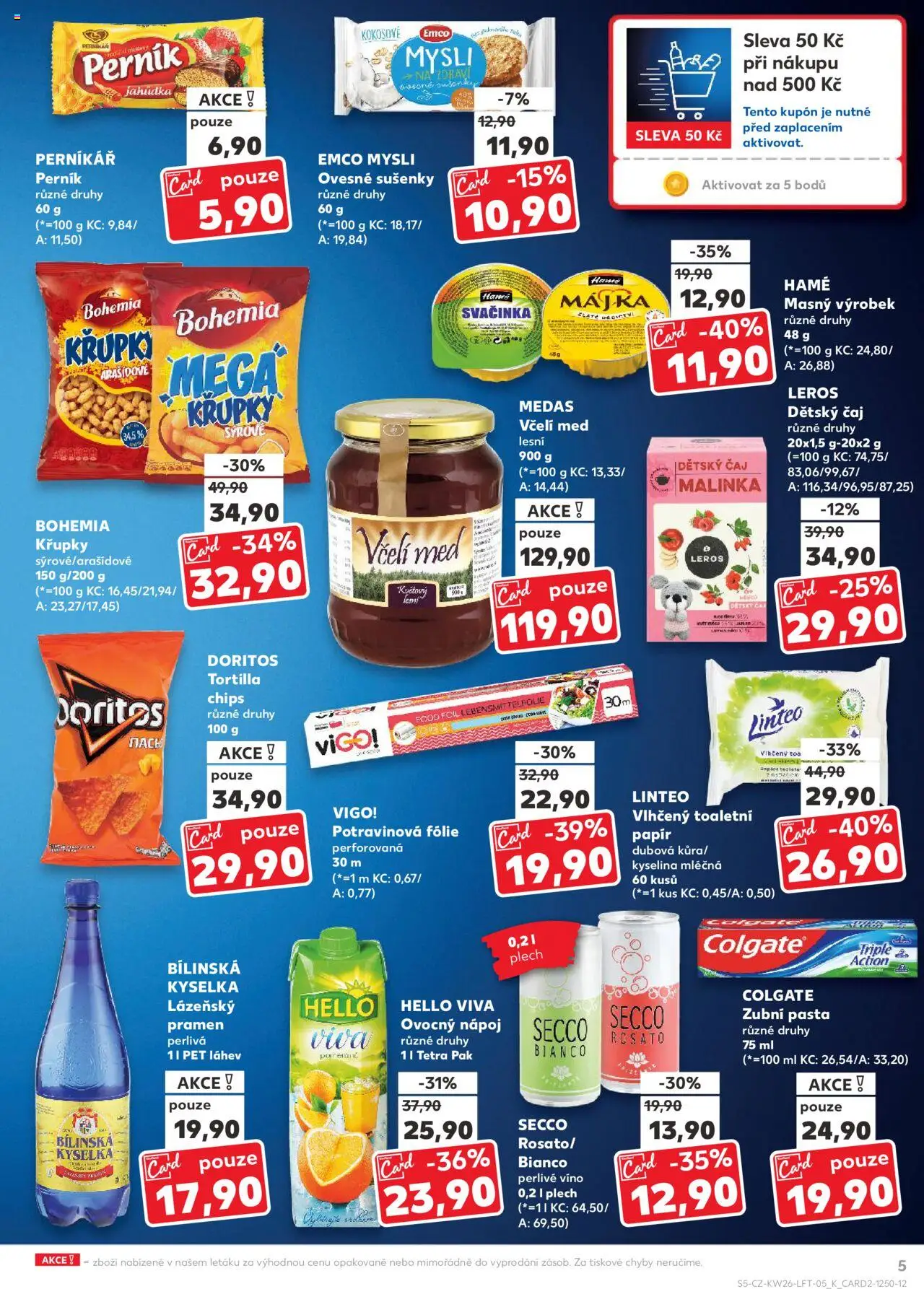 Kaufland leták od 25.06.2025 | Strana: 5 | Produkty: Emco Mysli, Med, Potravinová folie, Láhev