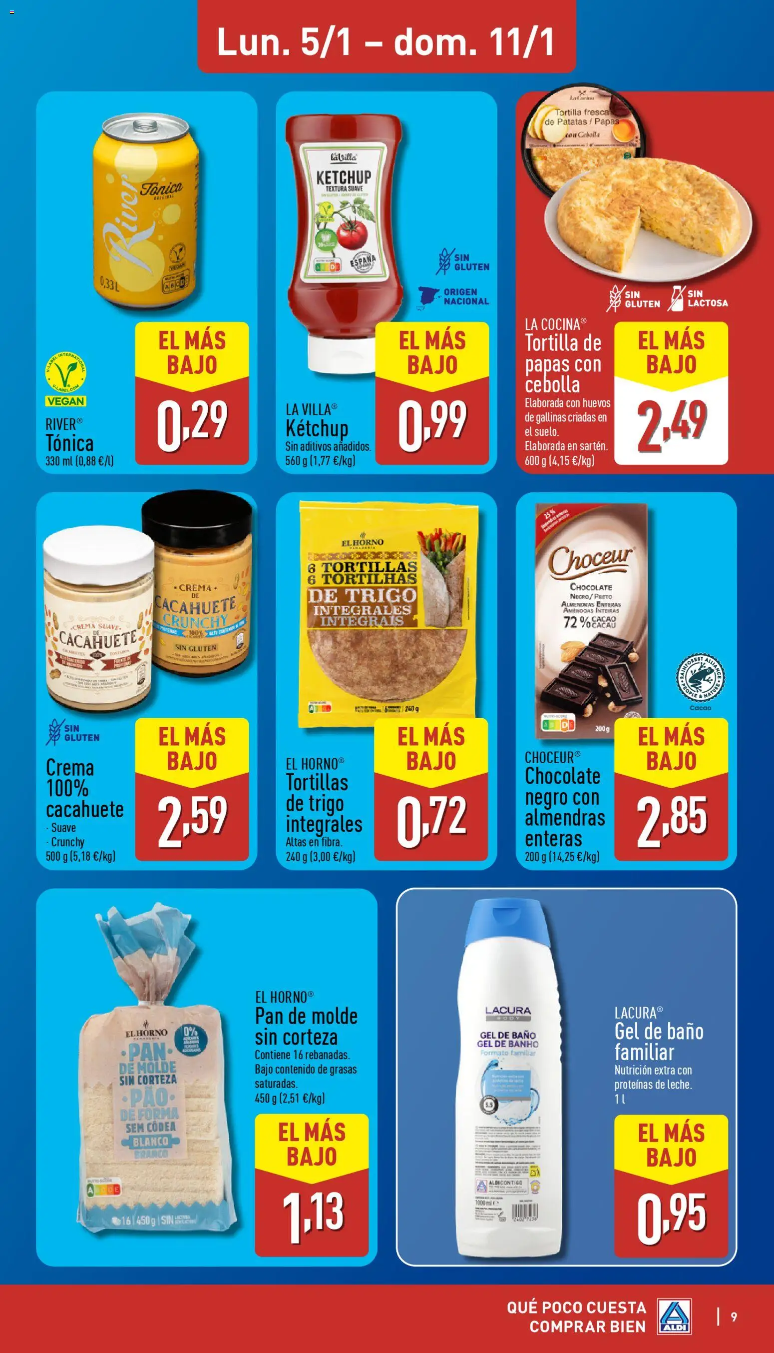 Aldi folleto Canarias │ válido desde el 05.01.2026 | Página: 9 | Productos: El horno, Gel de baño, Pan, Chocolate