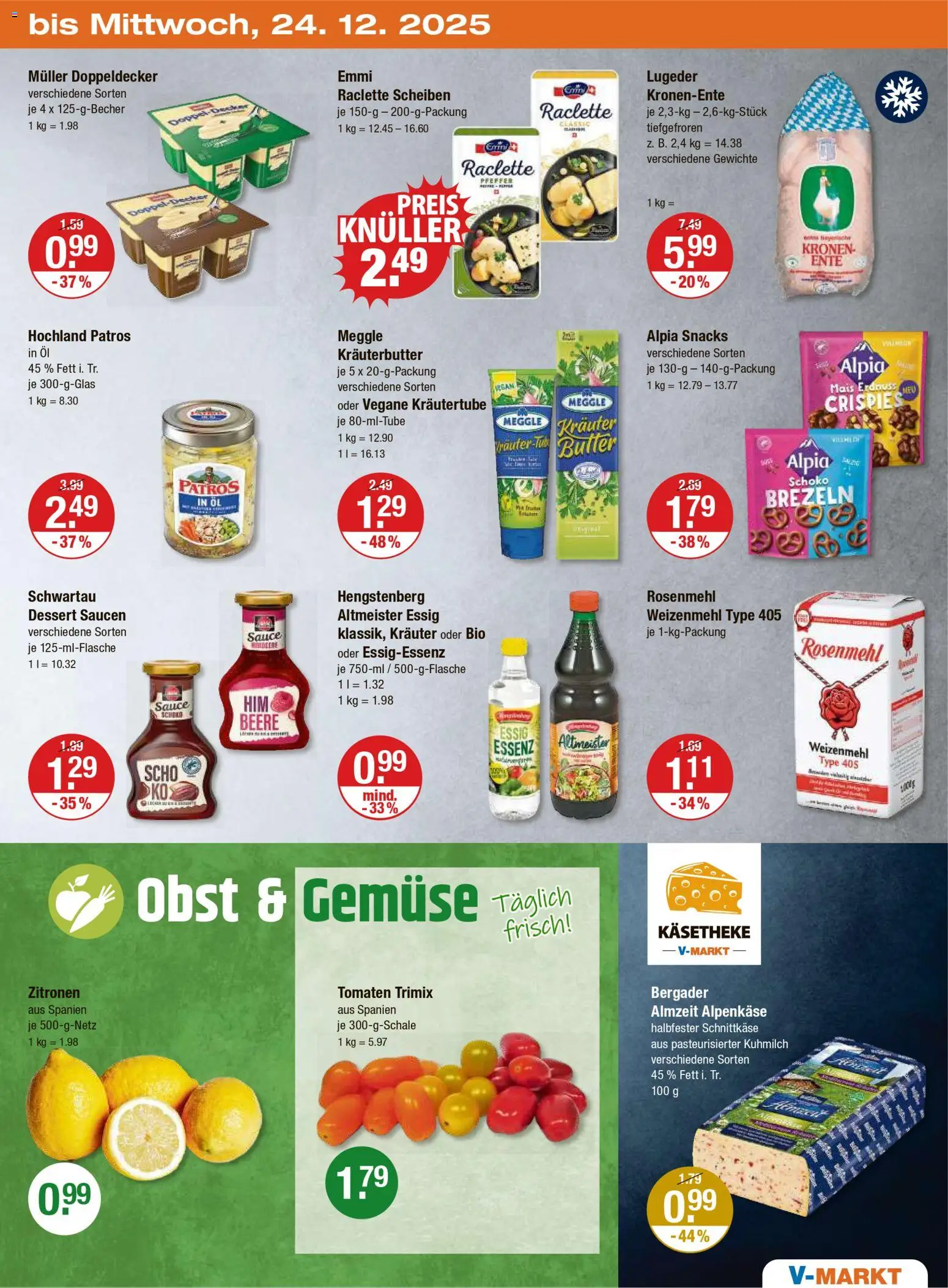 V-Markt - Hallertau / Oberpfalz – gültig ab 18.12.2025 | Seite: 23 | Produkte: Kräuterbutter, Weizenmehl, Gemüse, Obst
