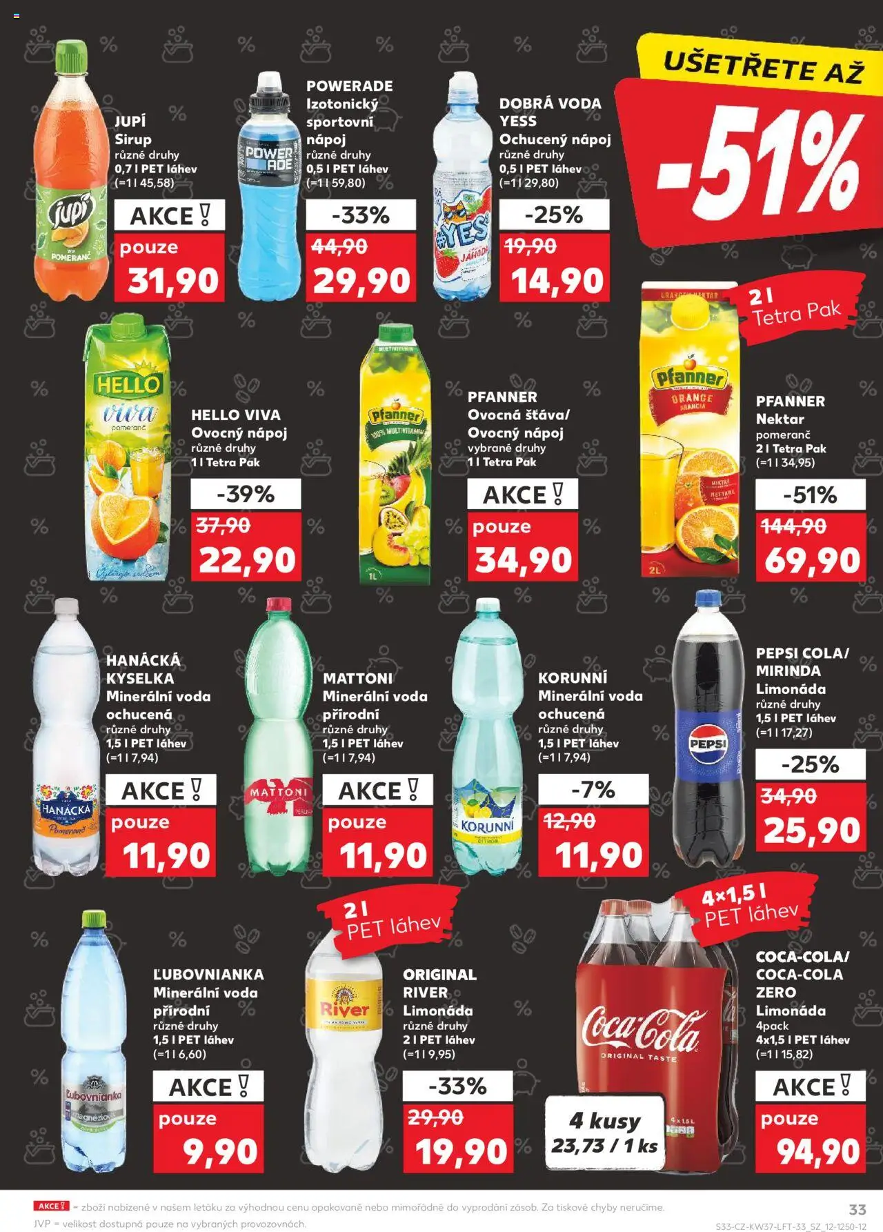 Kaufland leták od 10.09.2025 | Strana: 33 | Produkty: Voda, Sirup Jupí, Citron, Minerální voda