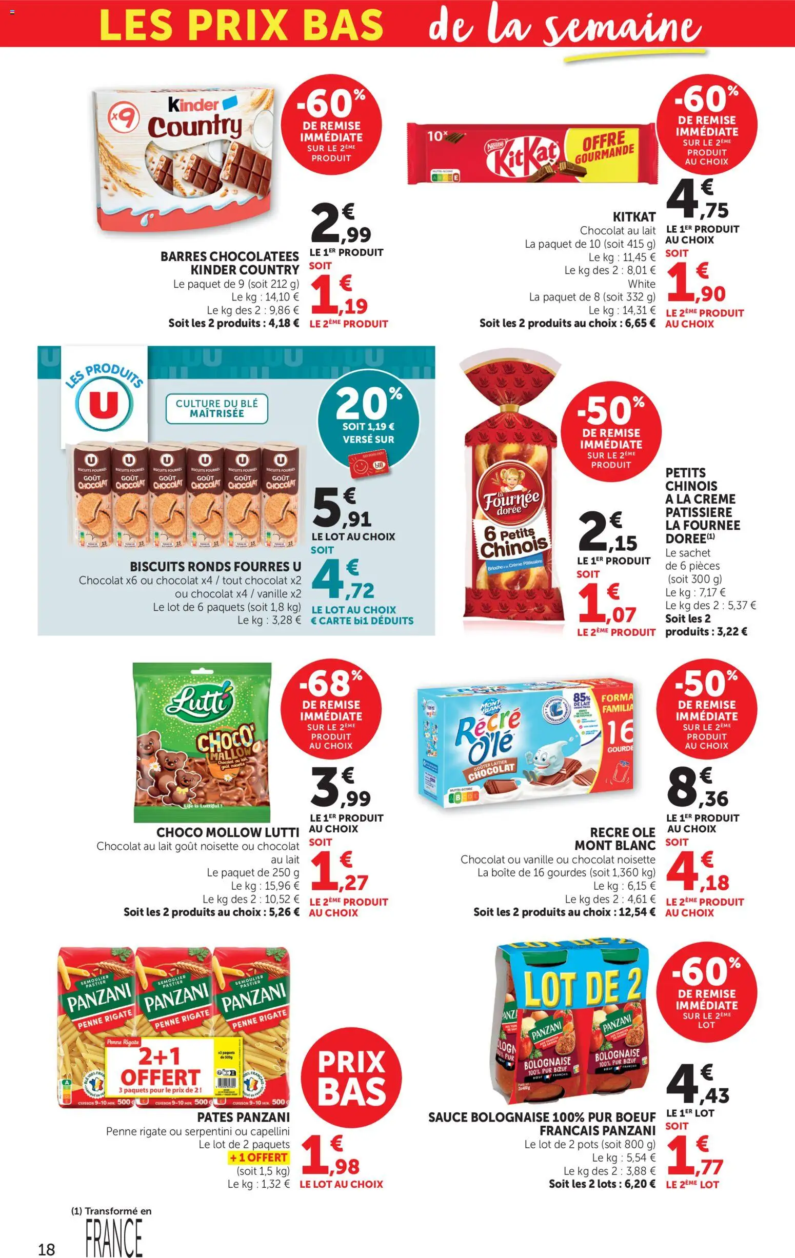 {H1} | Page: 18 | Produits: Noisette, Semoule, Tomates, Biscuits