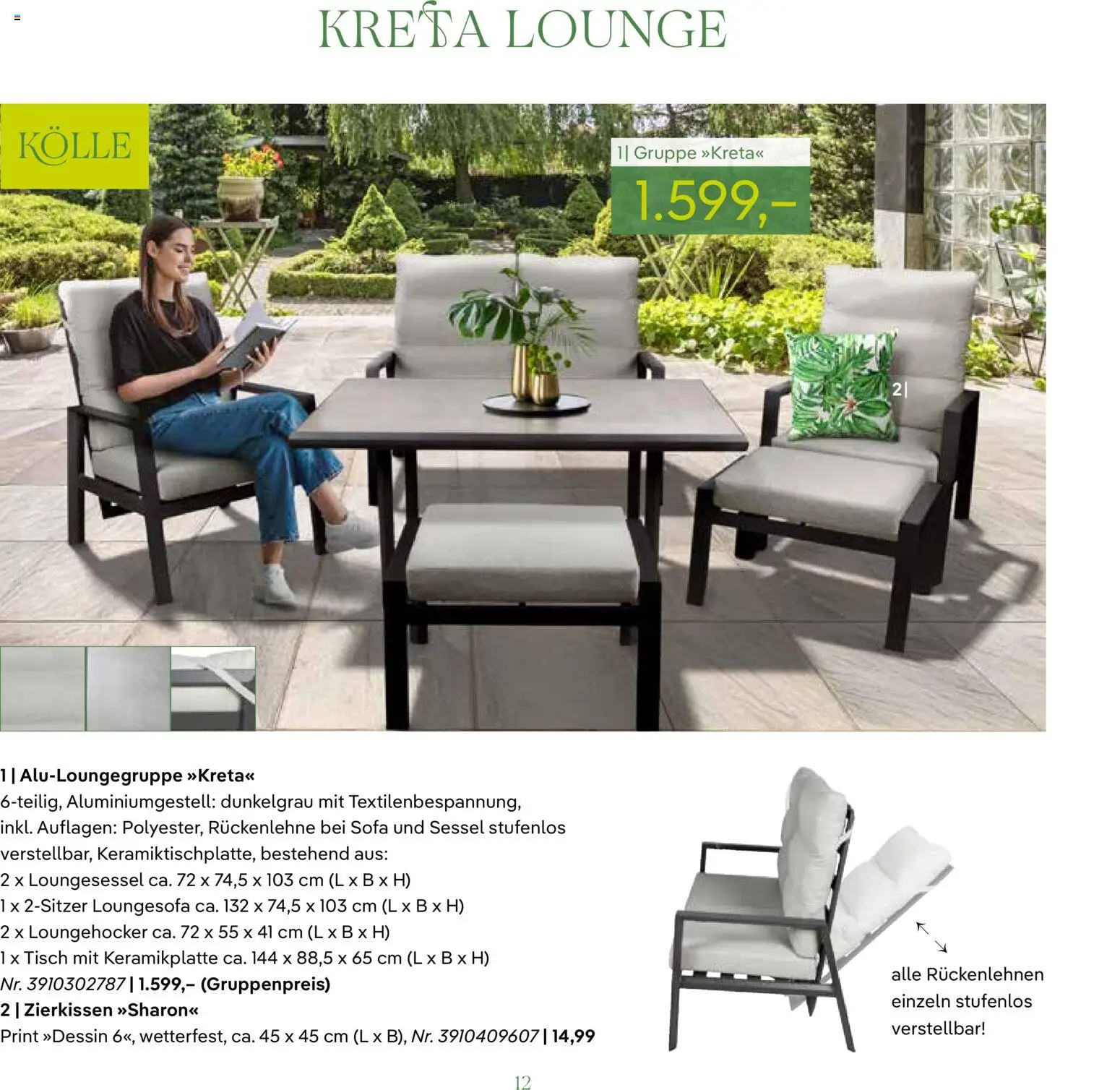 Pflanzen-Kölle GARTENMÖBEL 2026 – gültig ab 07.03.2026 | Seite: 12 | Produkte: Sofa, Sessel, Tisch