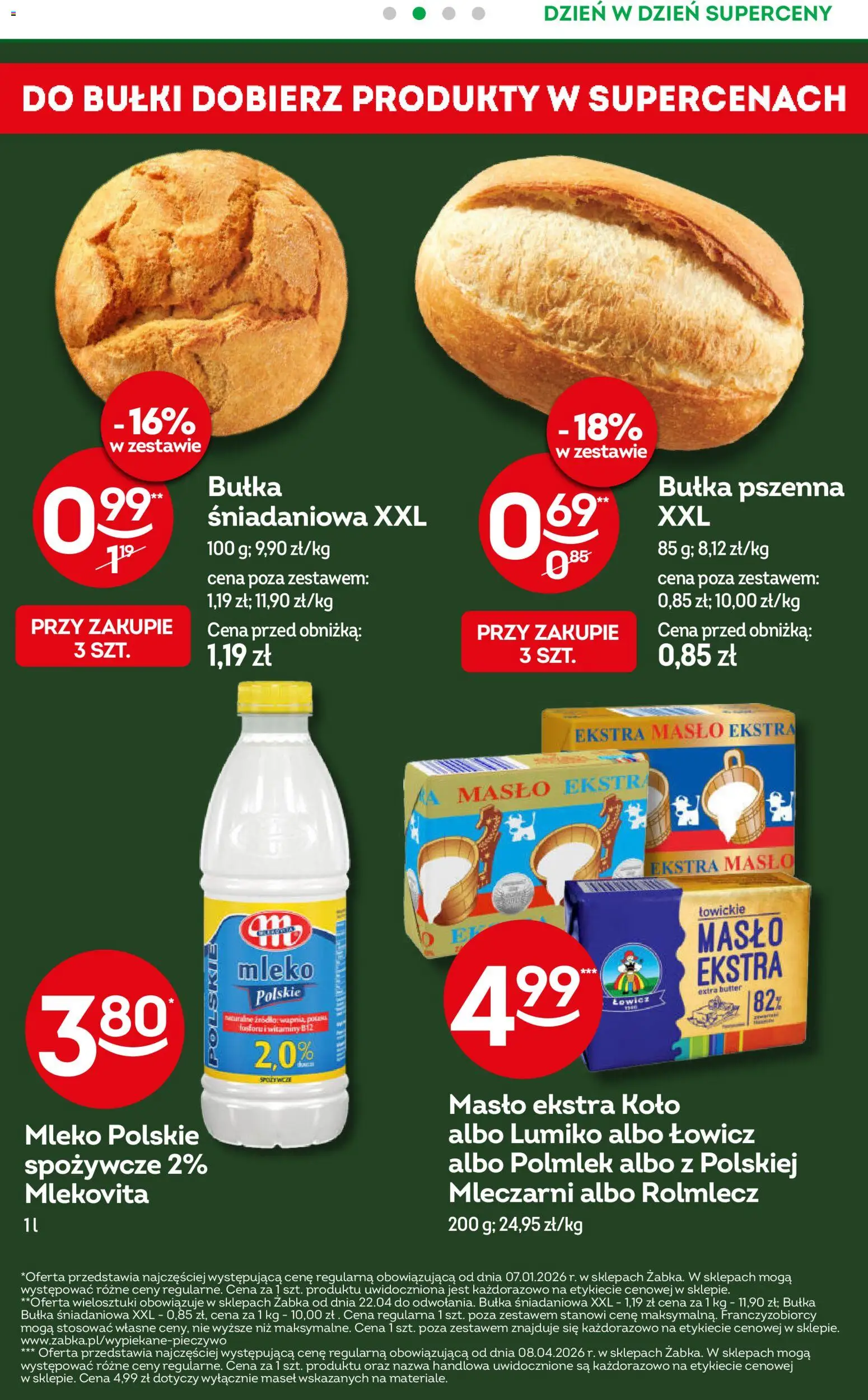 Żabka gazetka od 22.04.2026 | Strona: 16 | Produkty: Bułka, Mleko, Masło, Bułka pszenna