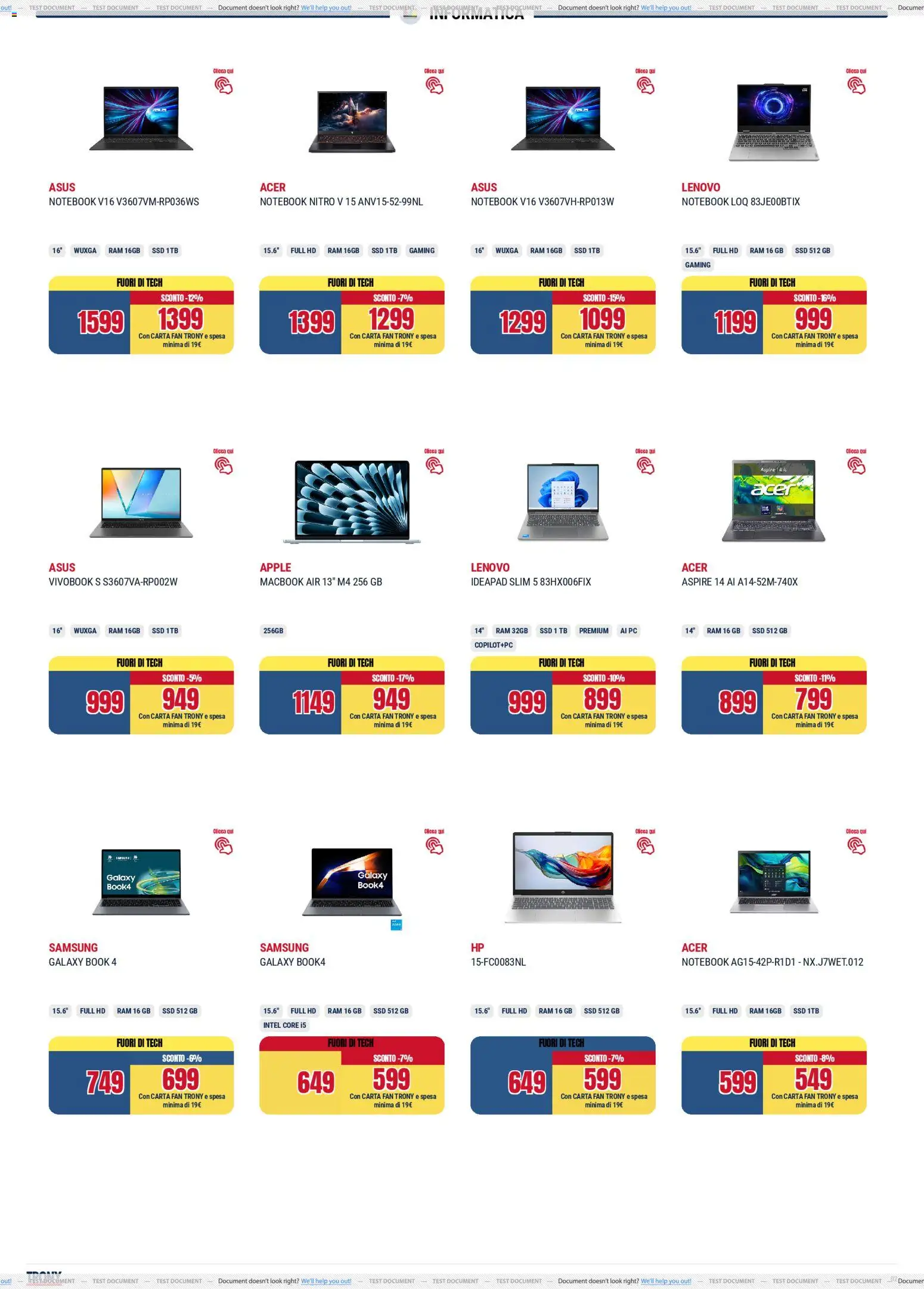 Volantino Trony del 19.02.2026 | Pagina: 2 | Prodotti: Notebook, Macbook air, Macbook, Samsung