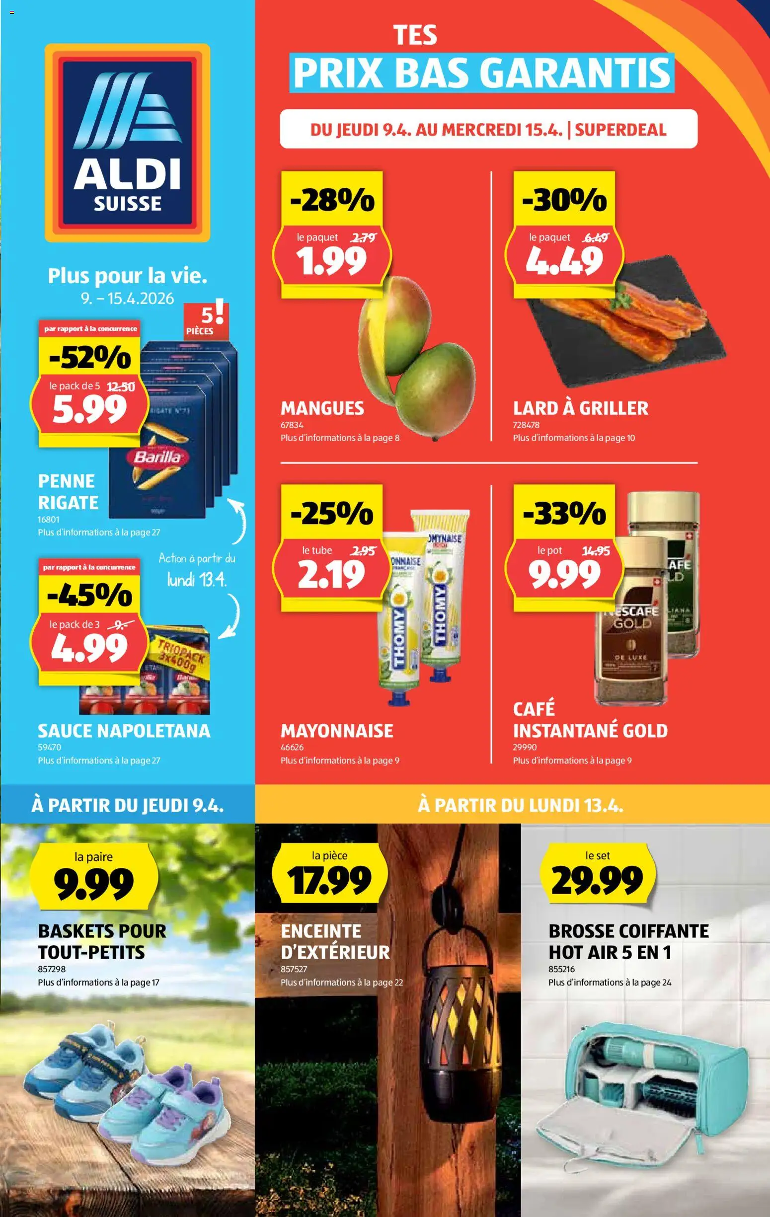 Aldi aktionen FR – gültig ab 09.04.2026 | Seite: 1 | Produkte: Barilla, Mayonnaise, Griller