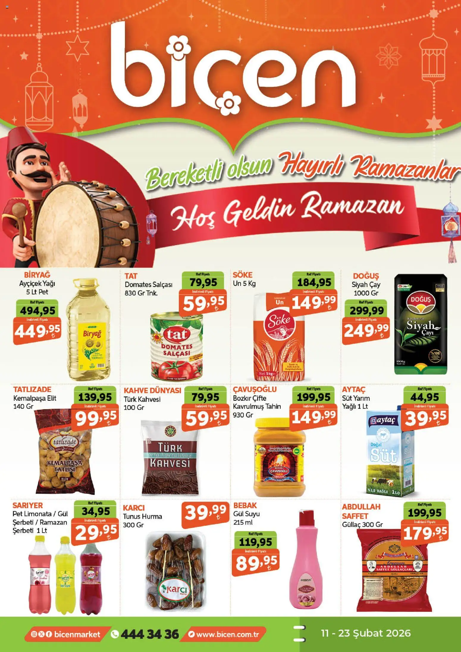 Biçen Market Katalog - 11.02.2026 tarihinden itibaren geçerlidir | Sayfa: 1 | Ürünler: Raf, Gül, Süt, Kahve