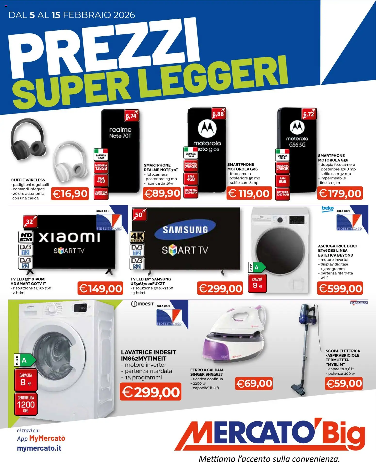 Volantino Mercatò del 05.02.2026 | Pagina: 1 | Prodotti: Xiaomi, smart TV, Caldaia, Fotocamera