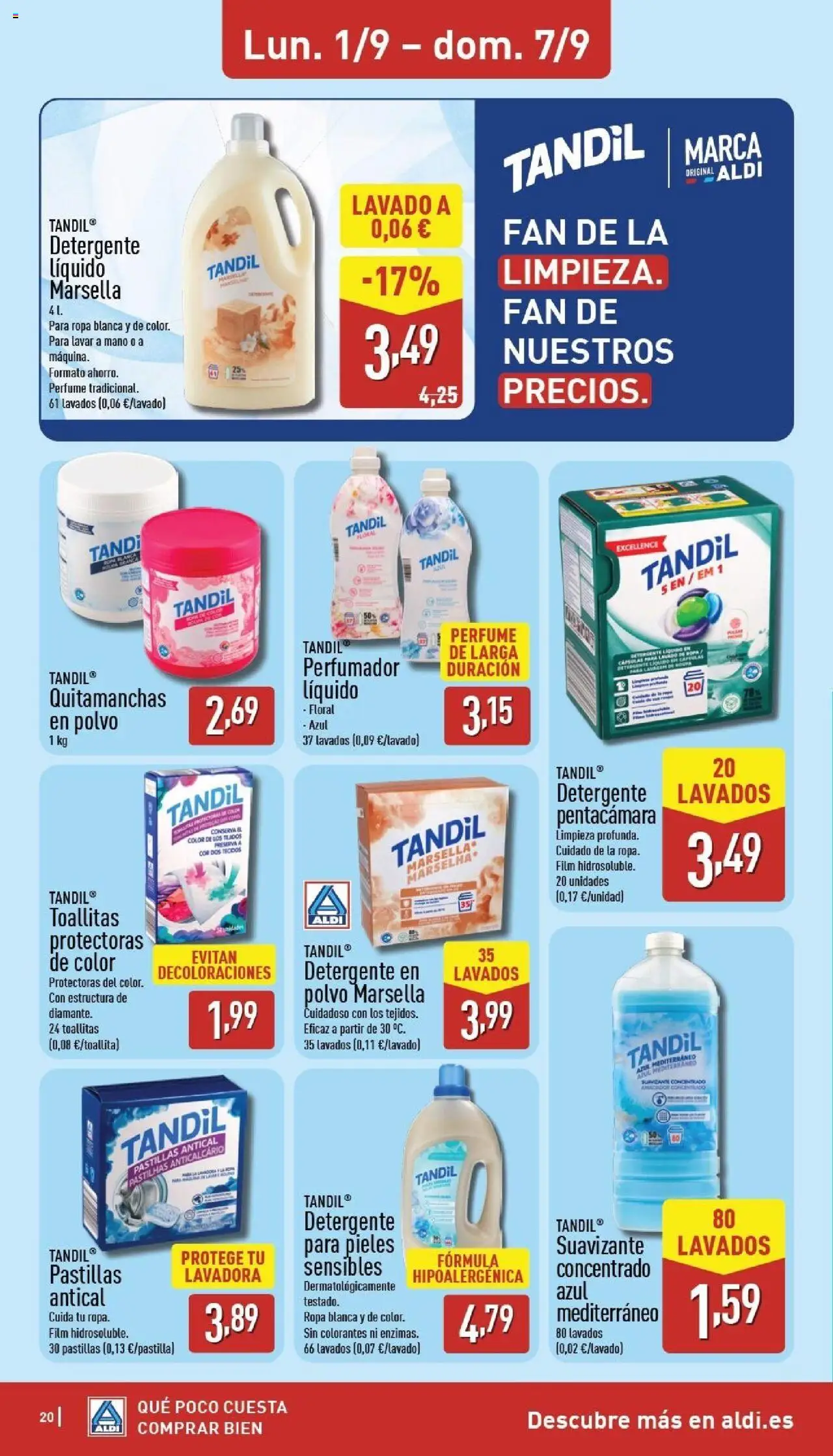 Aldi folleto Canarias │ válido desde el 01.09.2025 | Página: 20 | Productos: Polvo, Detergente, Ropa, Lavadora