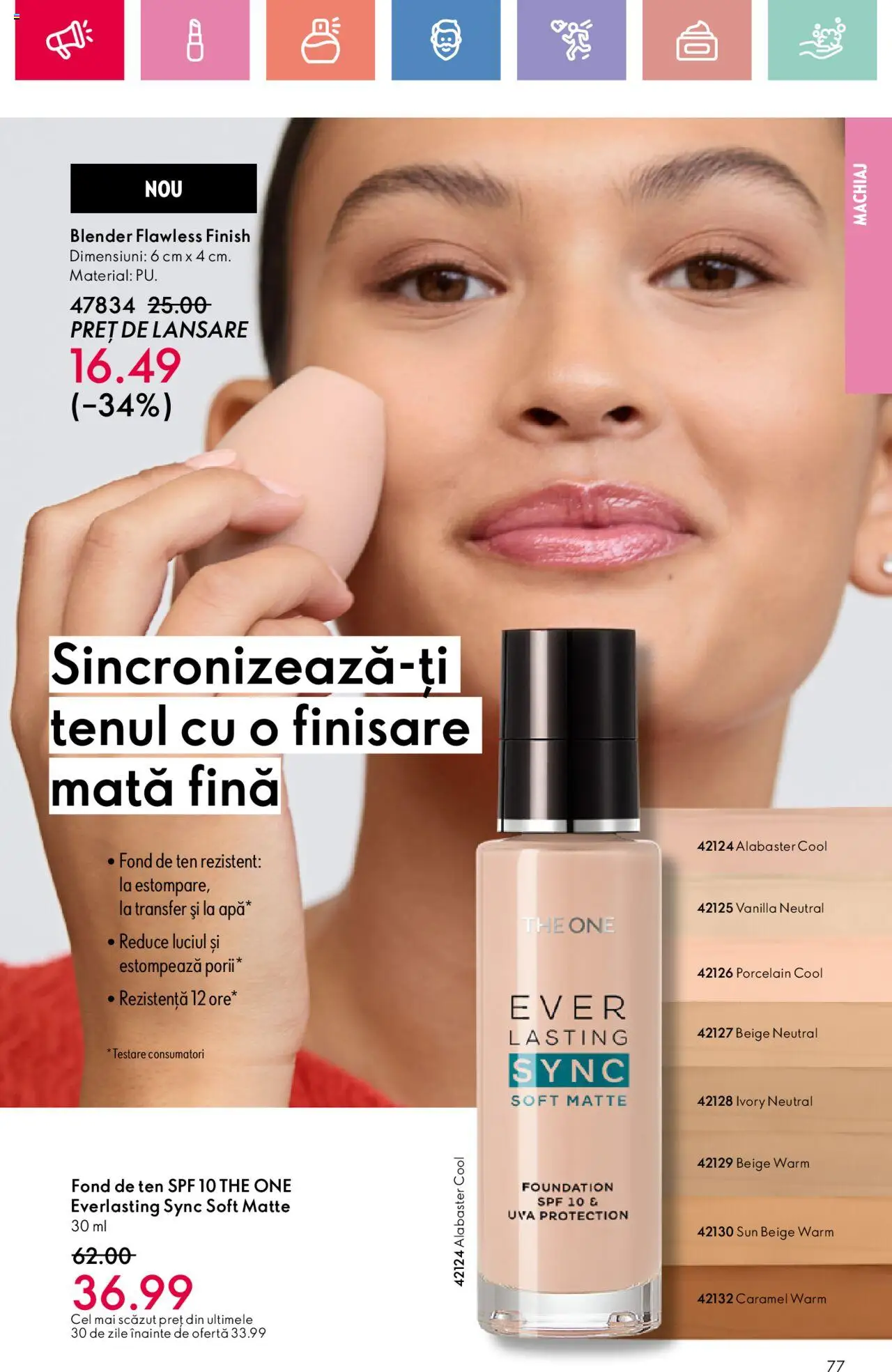 Oriflame catalog 11 2025 – valabil de la 27.07.2025 | Pagină: 77 | Produse: Fond de ten, Blender, Machiaj