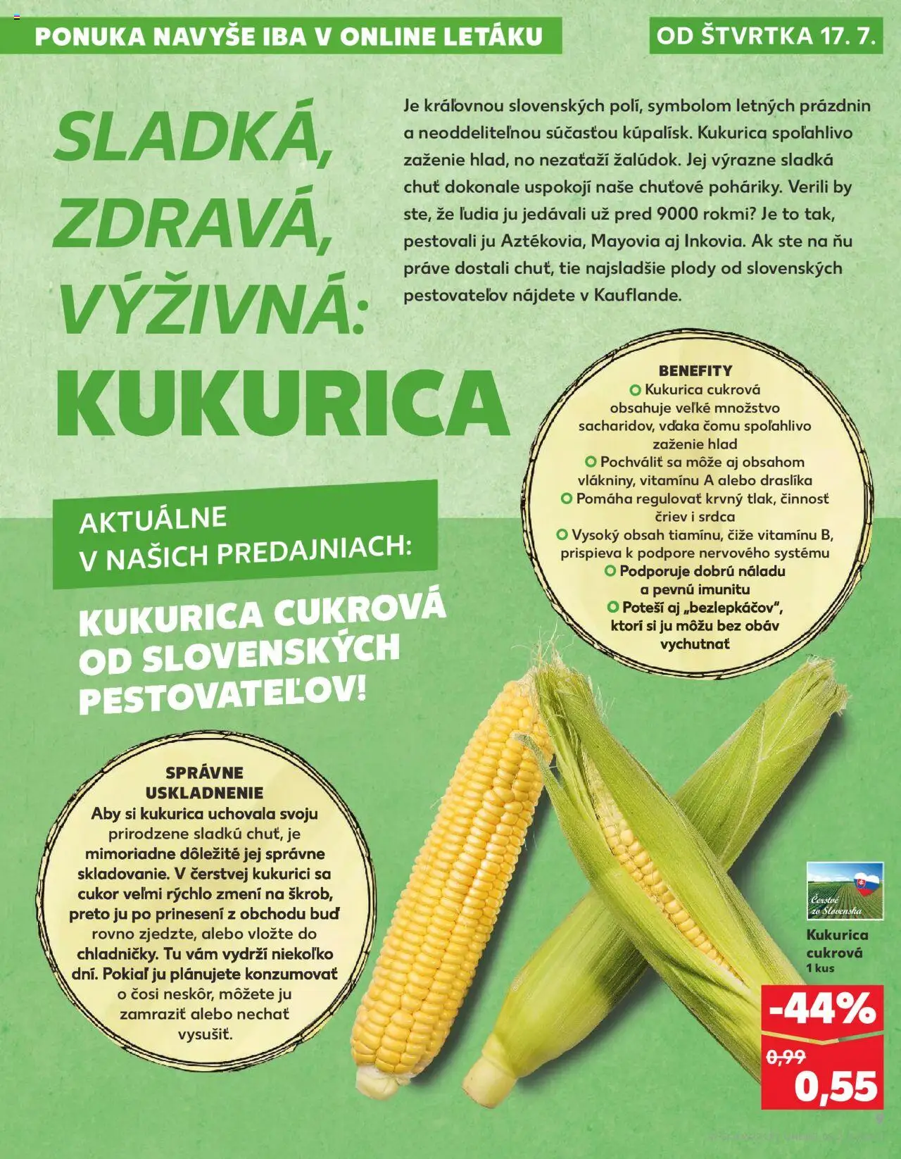 Nové Kaufland akcie – leták je platný od 17.07.2025 | Strana: 9 | Produkty: Cukor, Kukurica