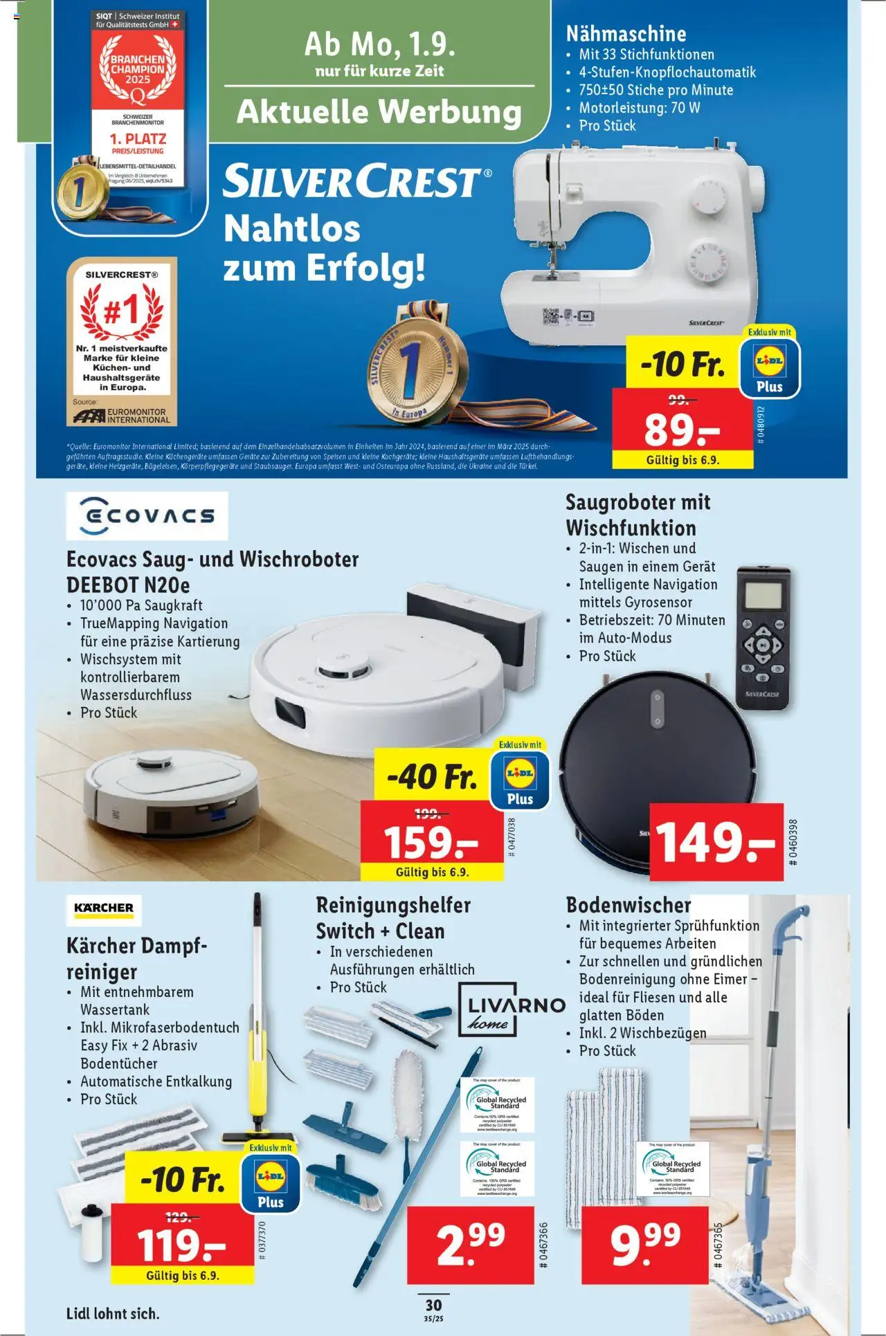 Lidl Aktionen ab 28.08.2025 | Seite: 32 | Produkte: Nähmaschine, Navigation