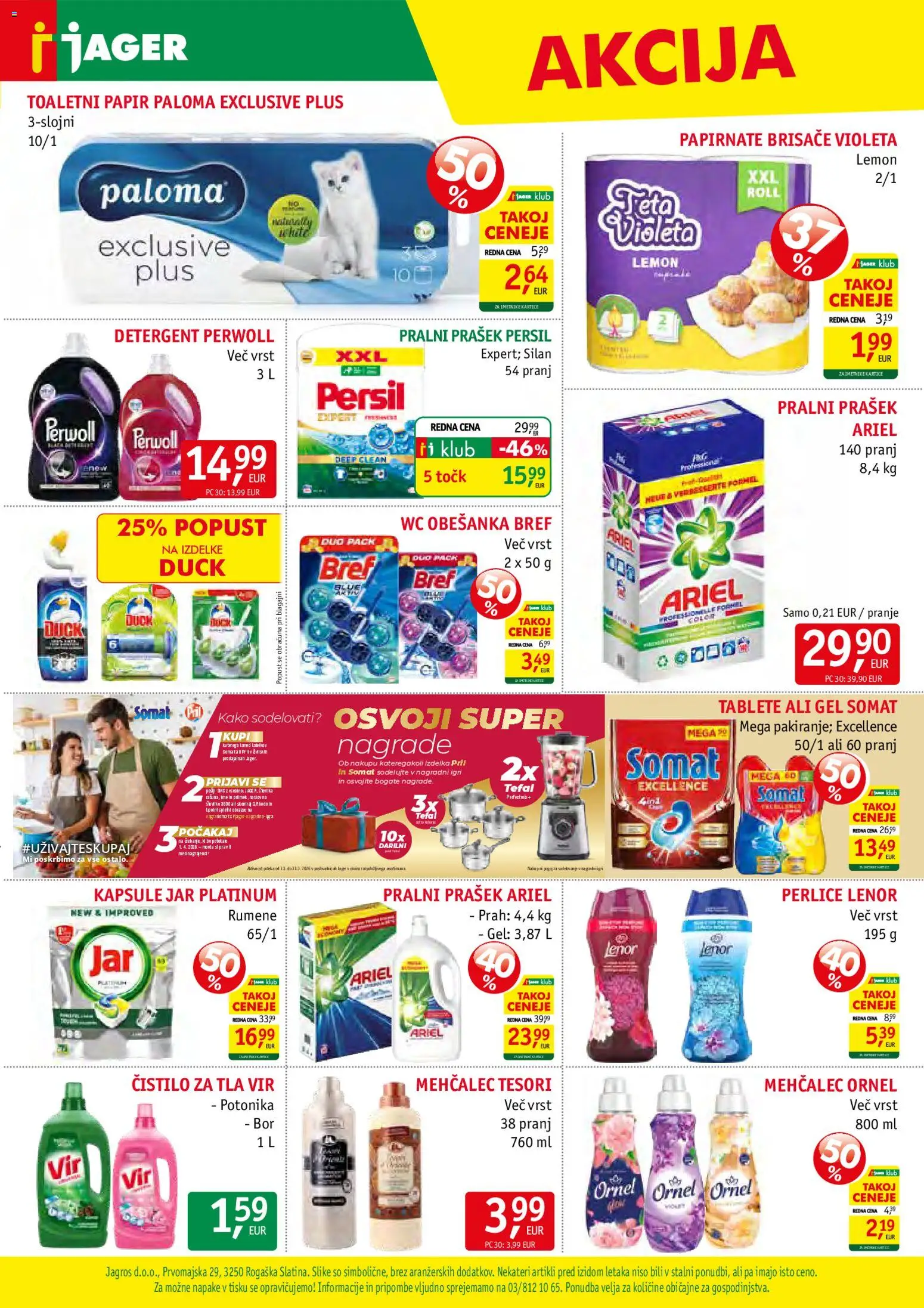 Novi Jager katalog ponudbe – veljaven od 25.03.2026 | Stran: 15 | Izdelki: Prašek, Mehčalec, Papirnate brisače, Detergent