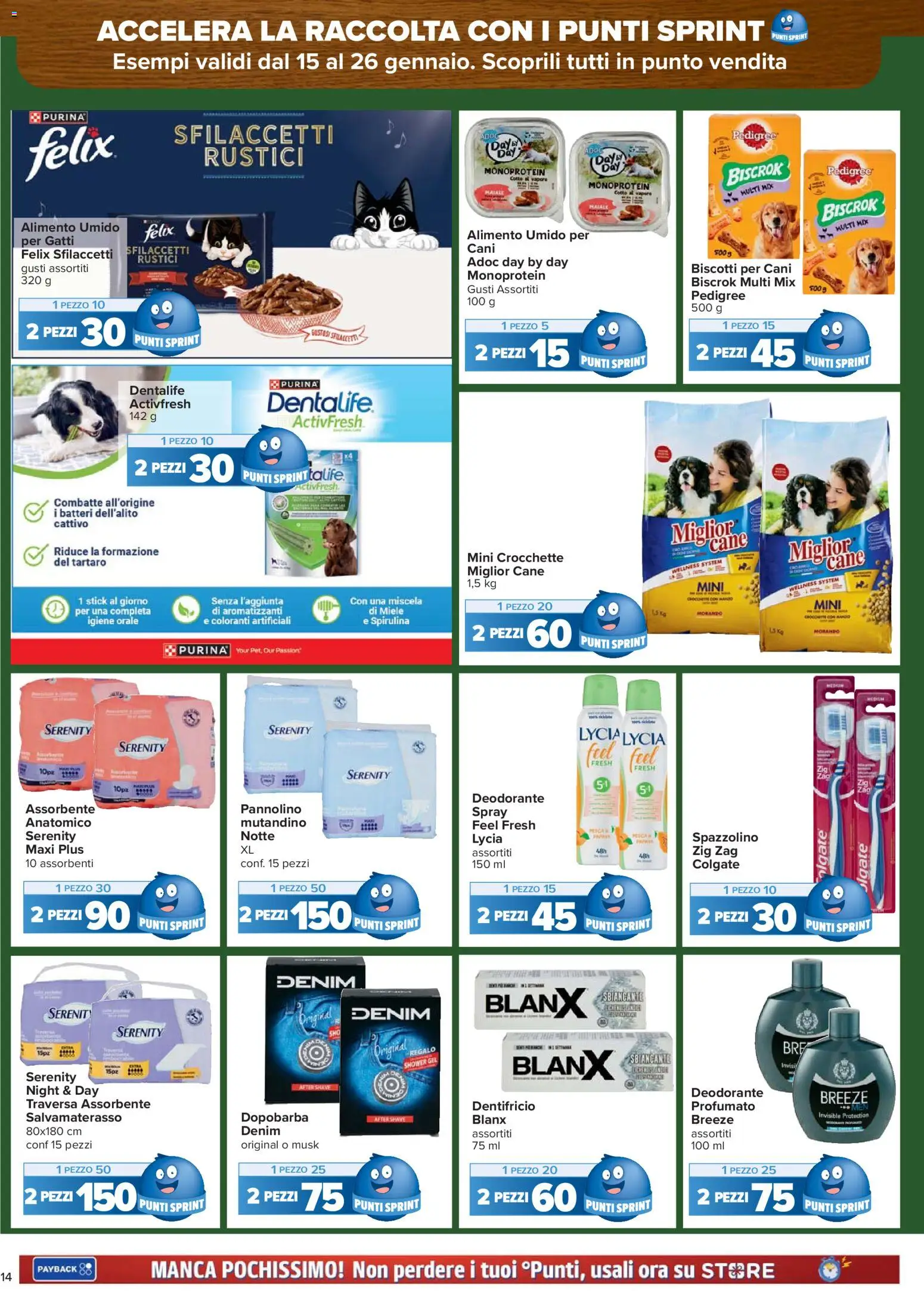 Volantino Carrefour del 15.01.2026 | Pagina: 14 | Prodotti: Dentifricio, Spazzolino, Biscotti, Miele