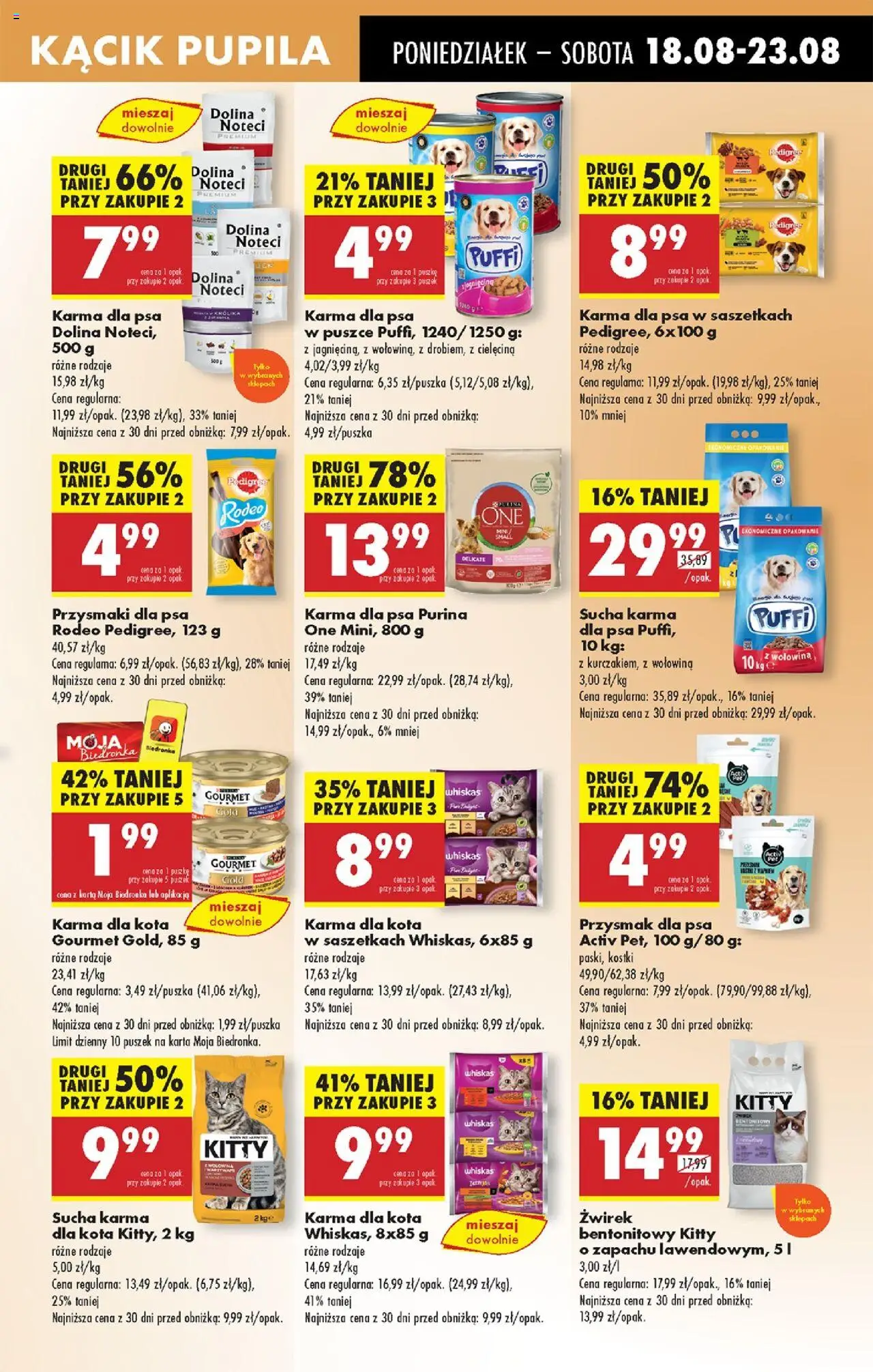 Biedronka gazetka od 18.08.2025 | Strona: 67 | Produkty: Przysmaki dla psa, Sucha karma dla psa, Karma dla psa w puszce, Wołowina