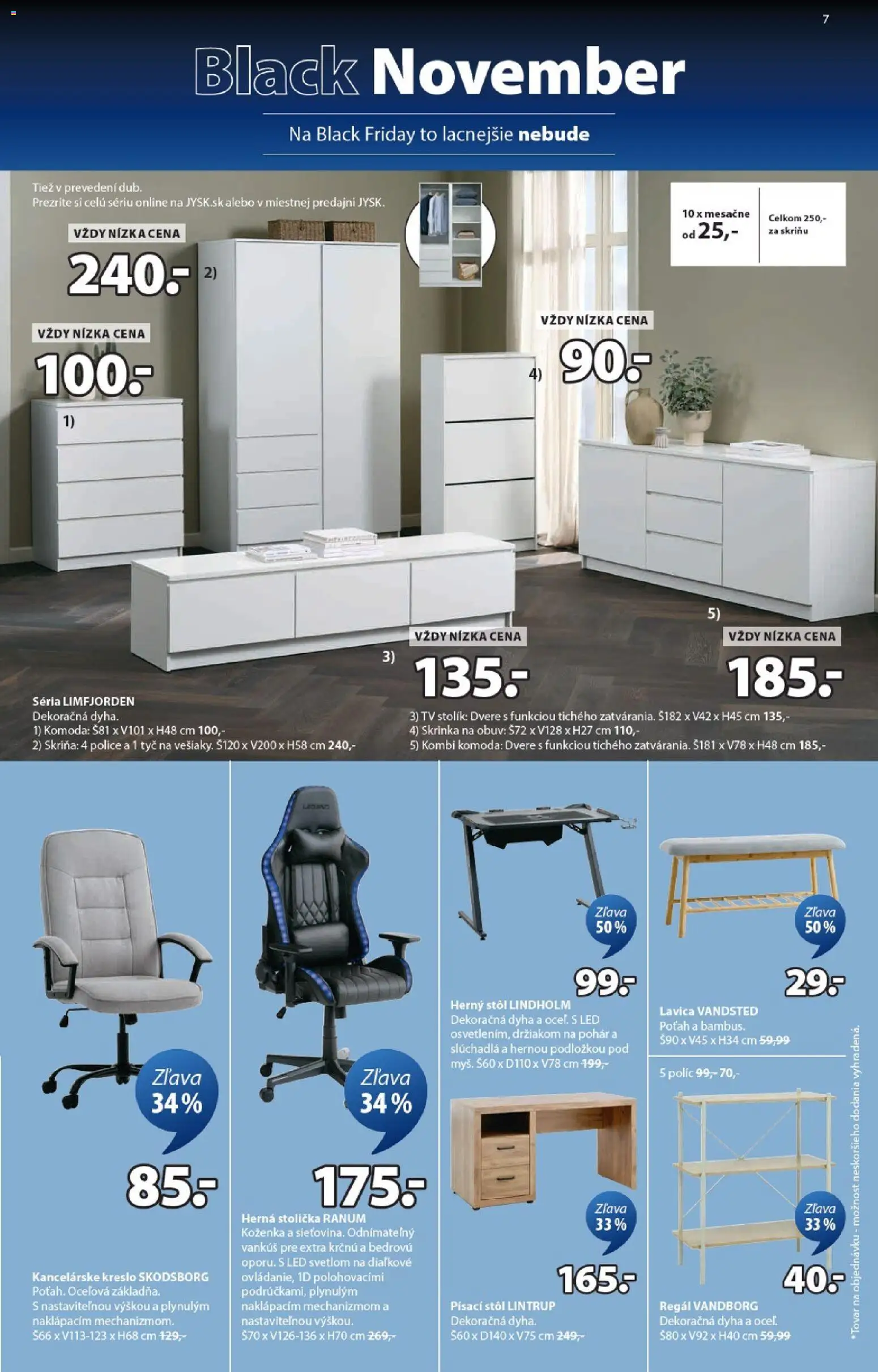 Nové JYSK akcie – leták je platný od 10.11.2025 | Strana: 7 | Produkty: Tv, Tv stolik, Regál, Skriňa