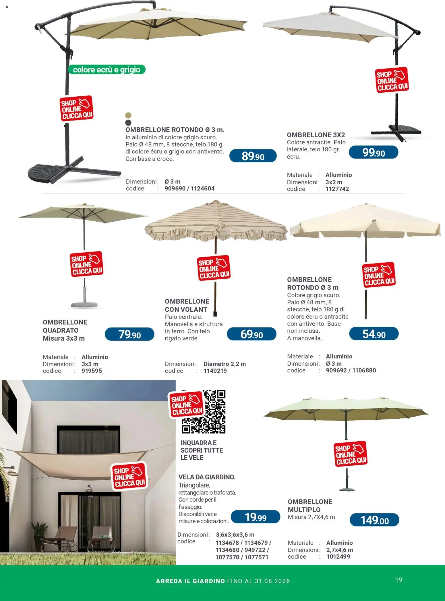 Volantino CFadda del 08.04.2026 | Pagina: 19 | Prodotti: Ombrellone, Alluminio