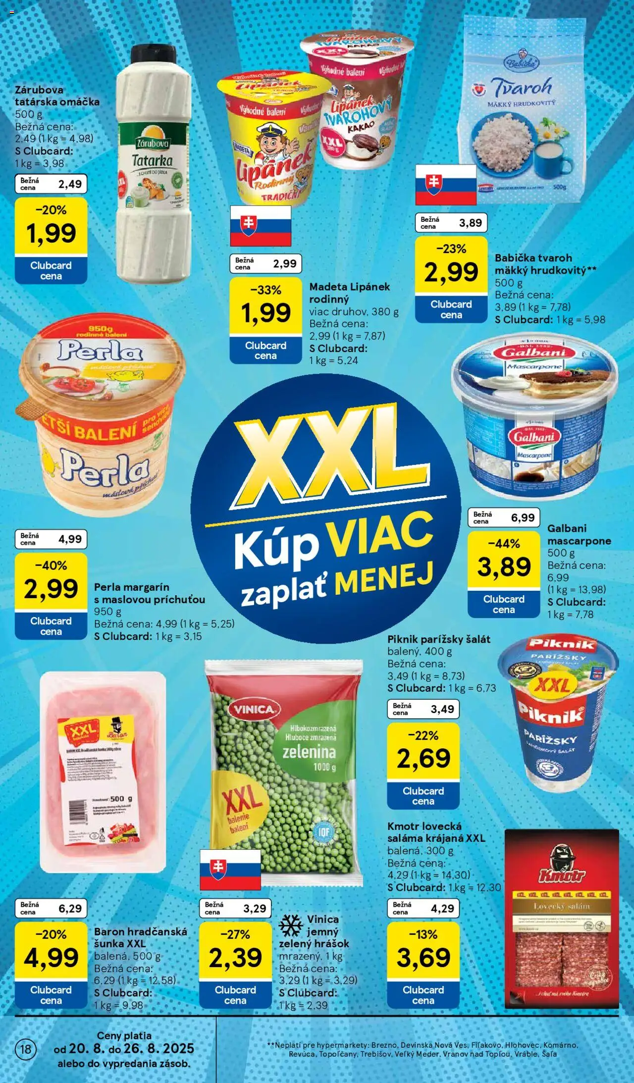 Tesco Hypermarket - leták │ platný od 20.08.2025 | Strana: 18 | Produkty: Šunka, Šalát, Mascarpone, Kakao