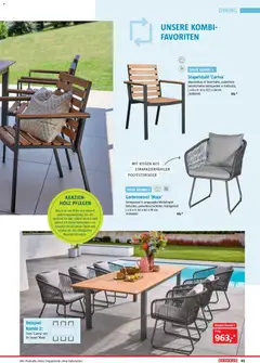 Bauhaus Freizeit im Garten ab 01.05.2026 gültig | Seite: 45 | Produkte: Kissen, Sessel, Tisch