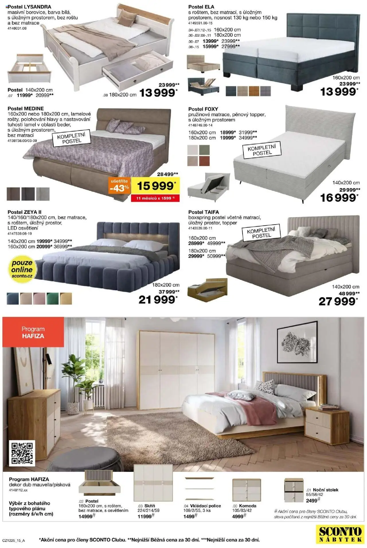 Sconto nábytek leták od 24.09.2025 | Strana: 15 | Produkty: Postel, Stolek, Police, Skříň